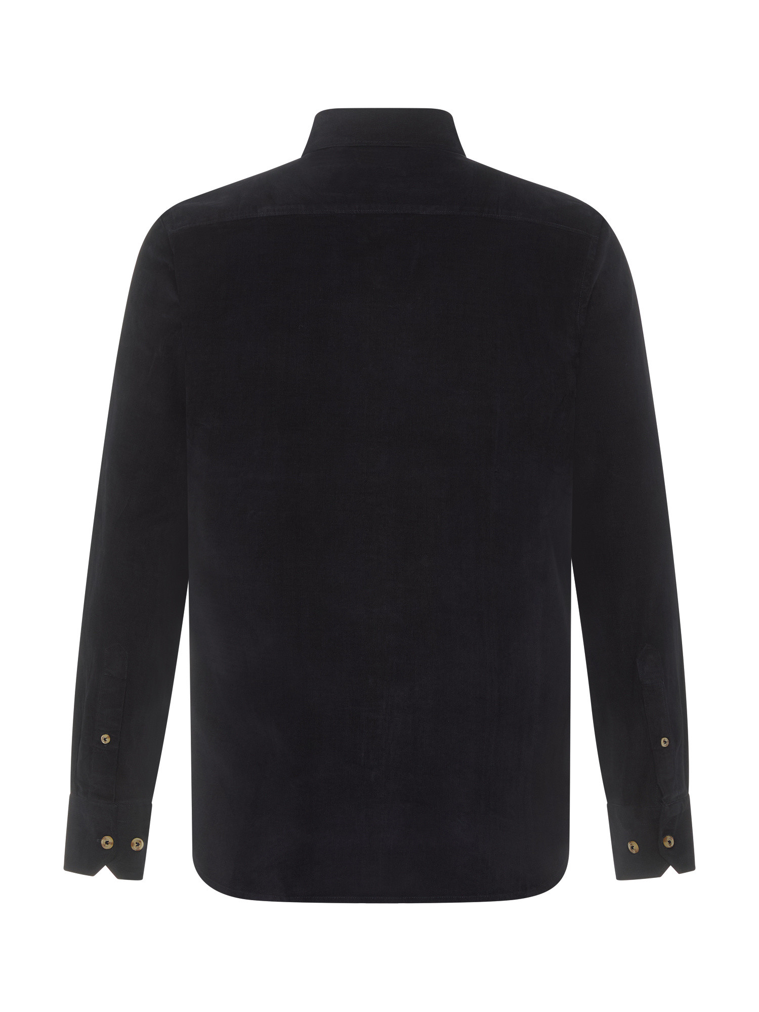Luca D'Altieri - Regular fit casual shirt in fine cotton velvet, Black, large image number 1