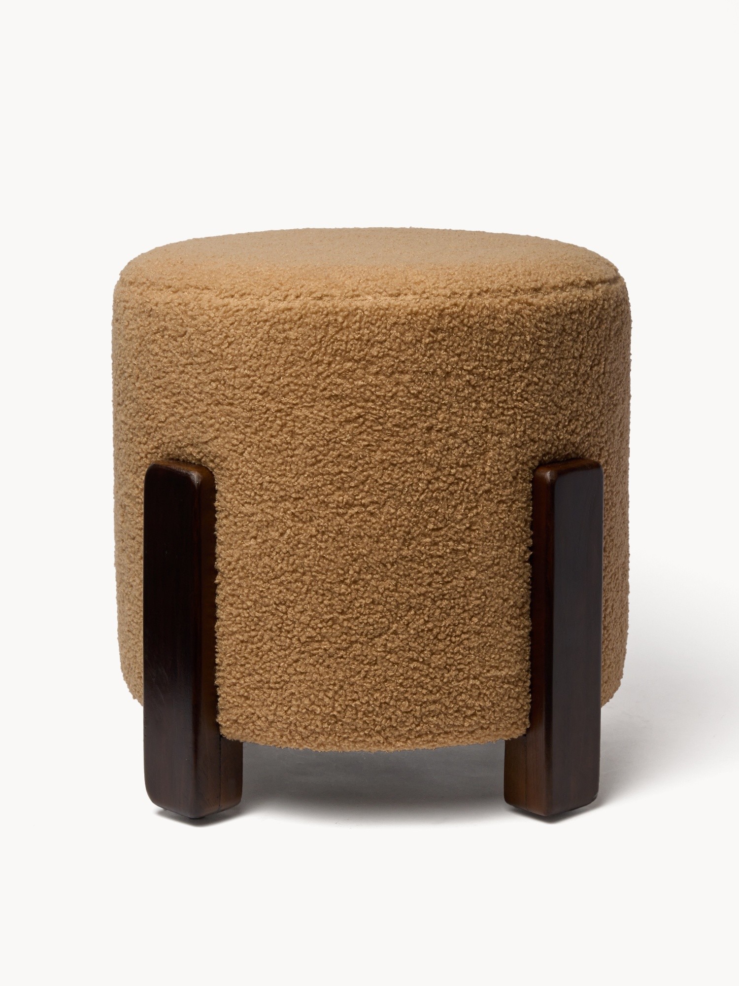 Pouf with teddy-effect upholstery, Light Brown, large image number 2