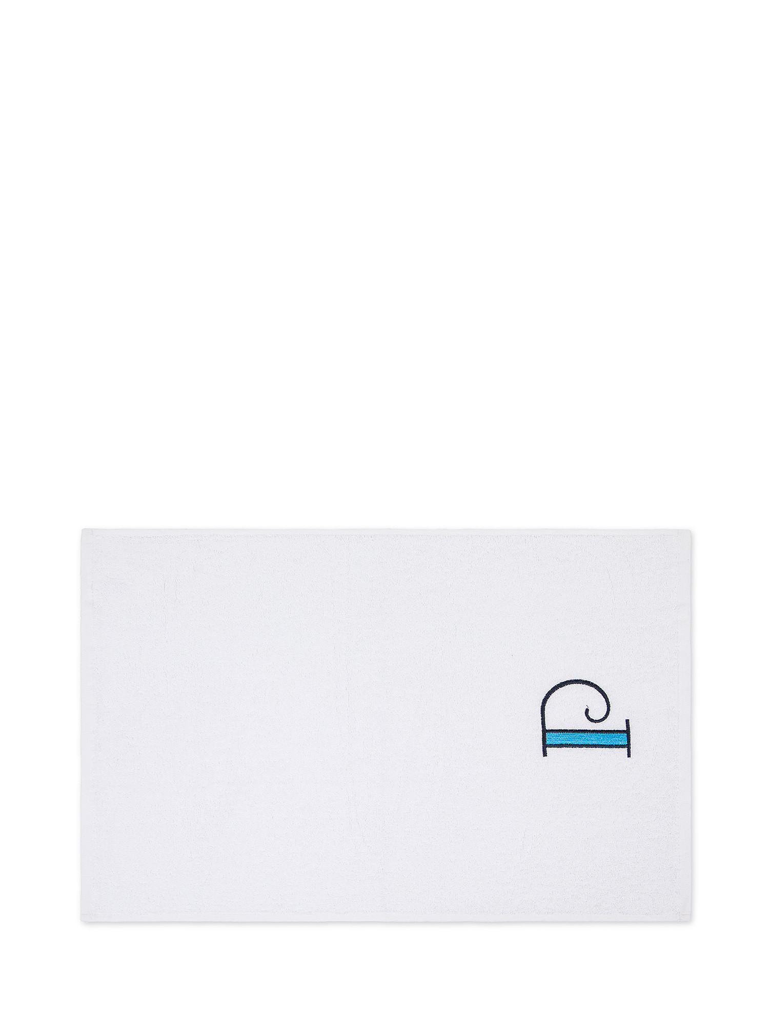 Set asciugamano in spugna ospite e viso con monogramma lettera, Blu, large image number 1