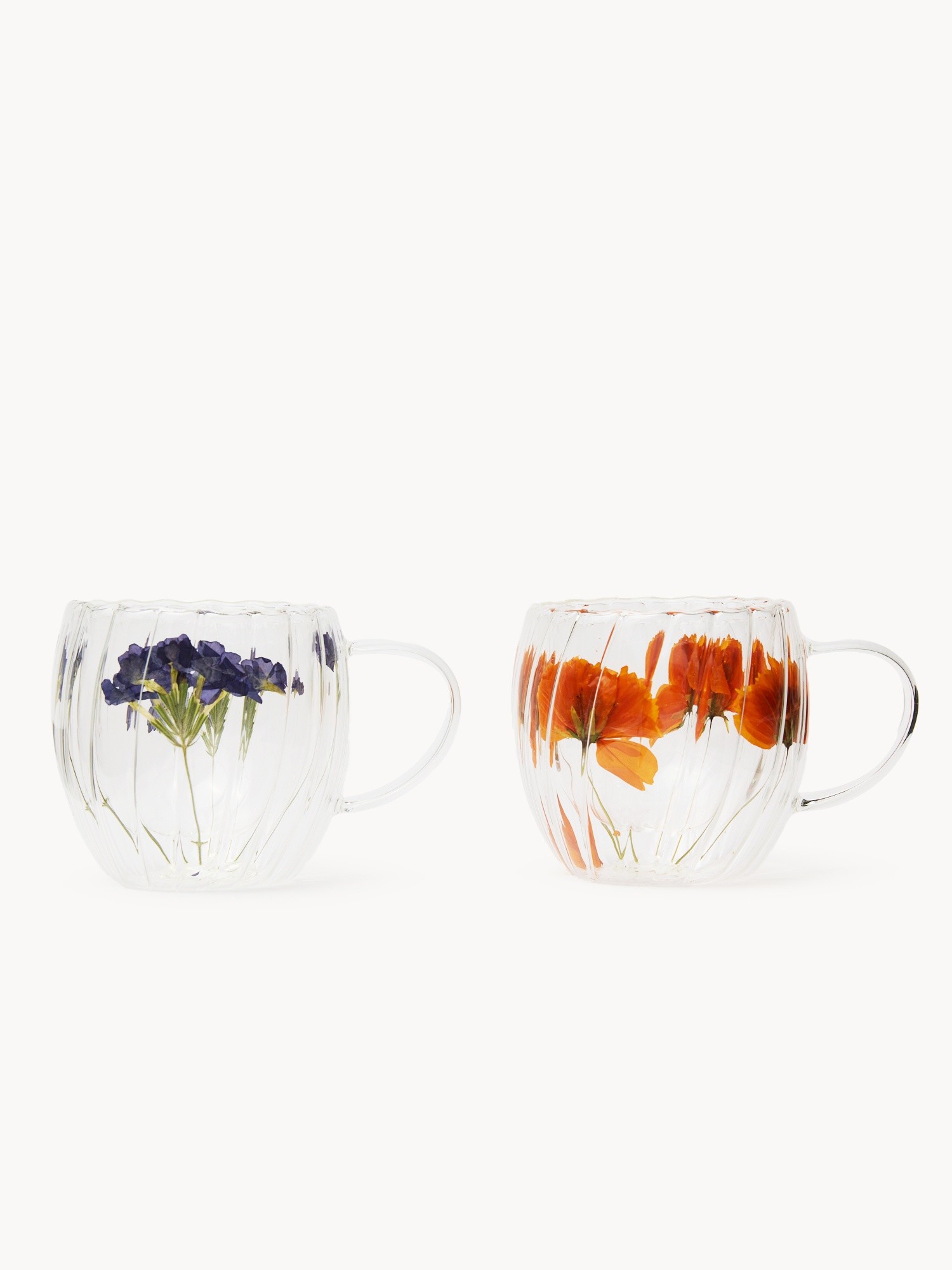 Double-Walled Espresso Cups with Flowers, Transparent, large image number 0