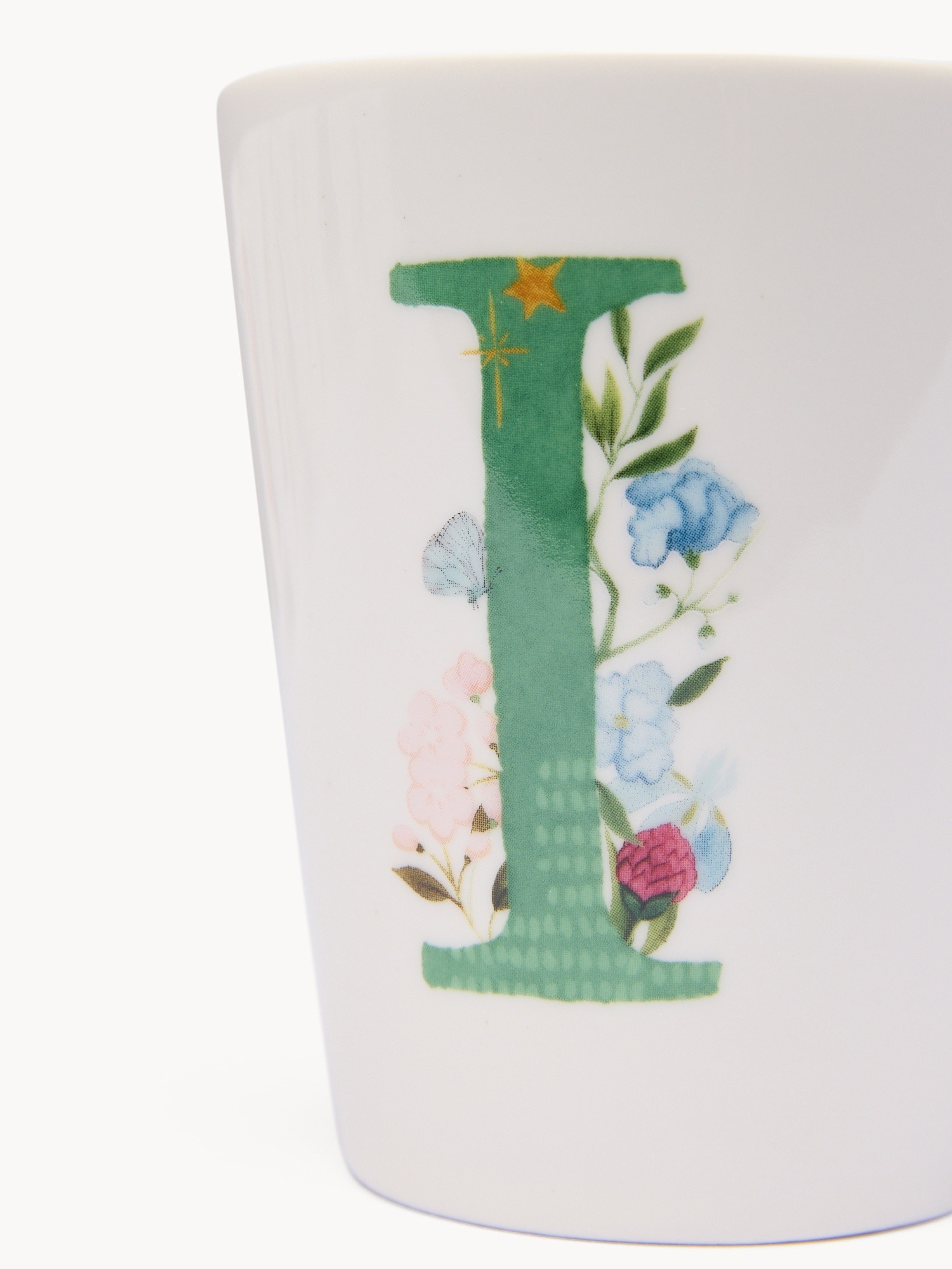 New bone china mug,letter I, White 1, large image number 1