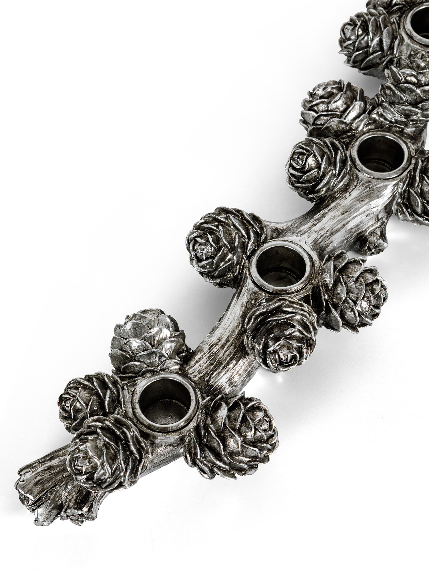 Branch-shaped candlestick with pine cones, Silver Grey, large image number 1