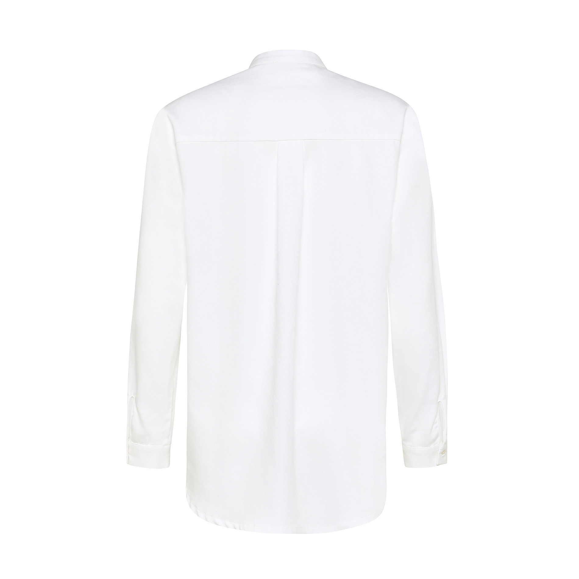 Solid color cotton satin shirt, White, large image number 1