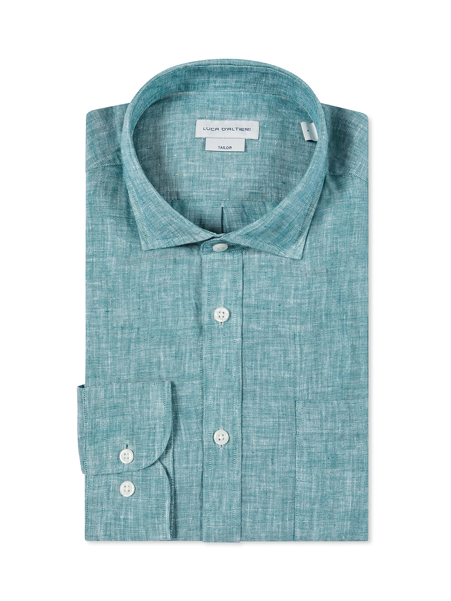 Luca D'Altieri - Tailor fit shirt in pure linen, Emerald, large image number 2