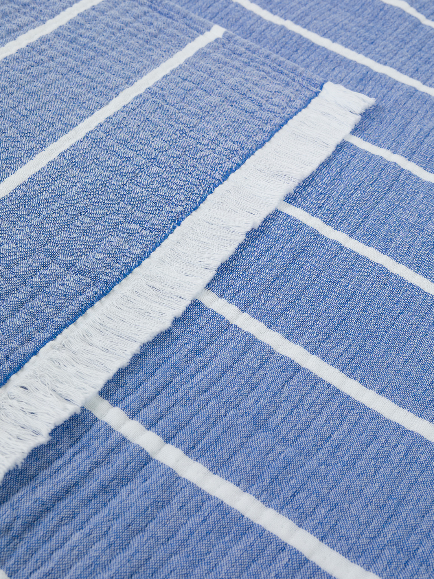 Plaid in garza di cotone lavato, Blu, large image number 1