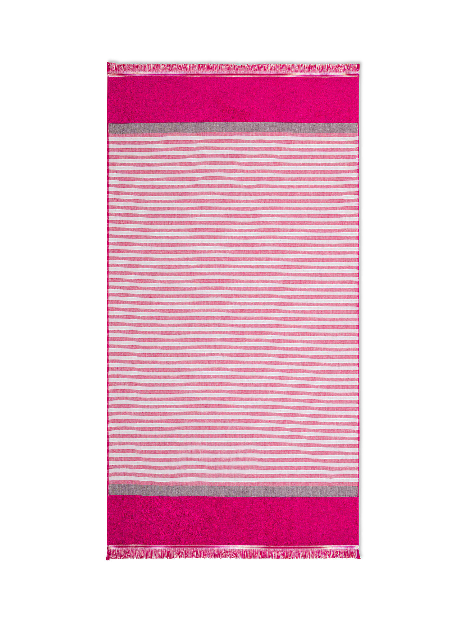 Pure cotton beach towel with striped pattern, Pink Fuchsia, large image number 0