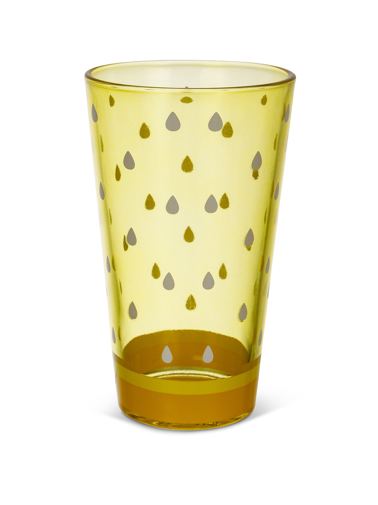 Glass tumbler with drops motif, Yellow, large image number 1