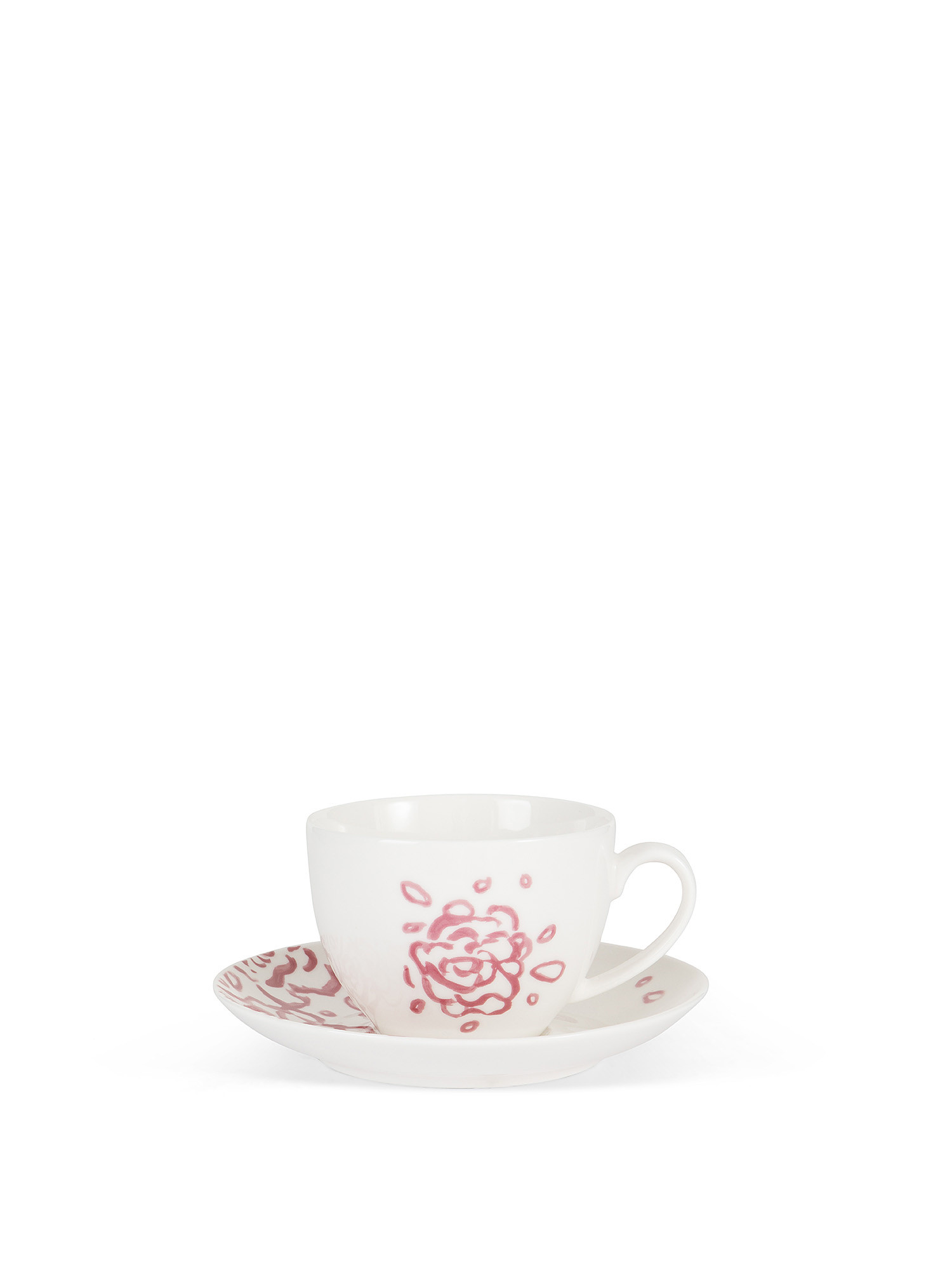 Tea cup in new bone china with roses decoration, White, large image number 0