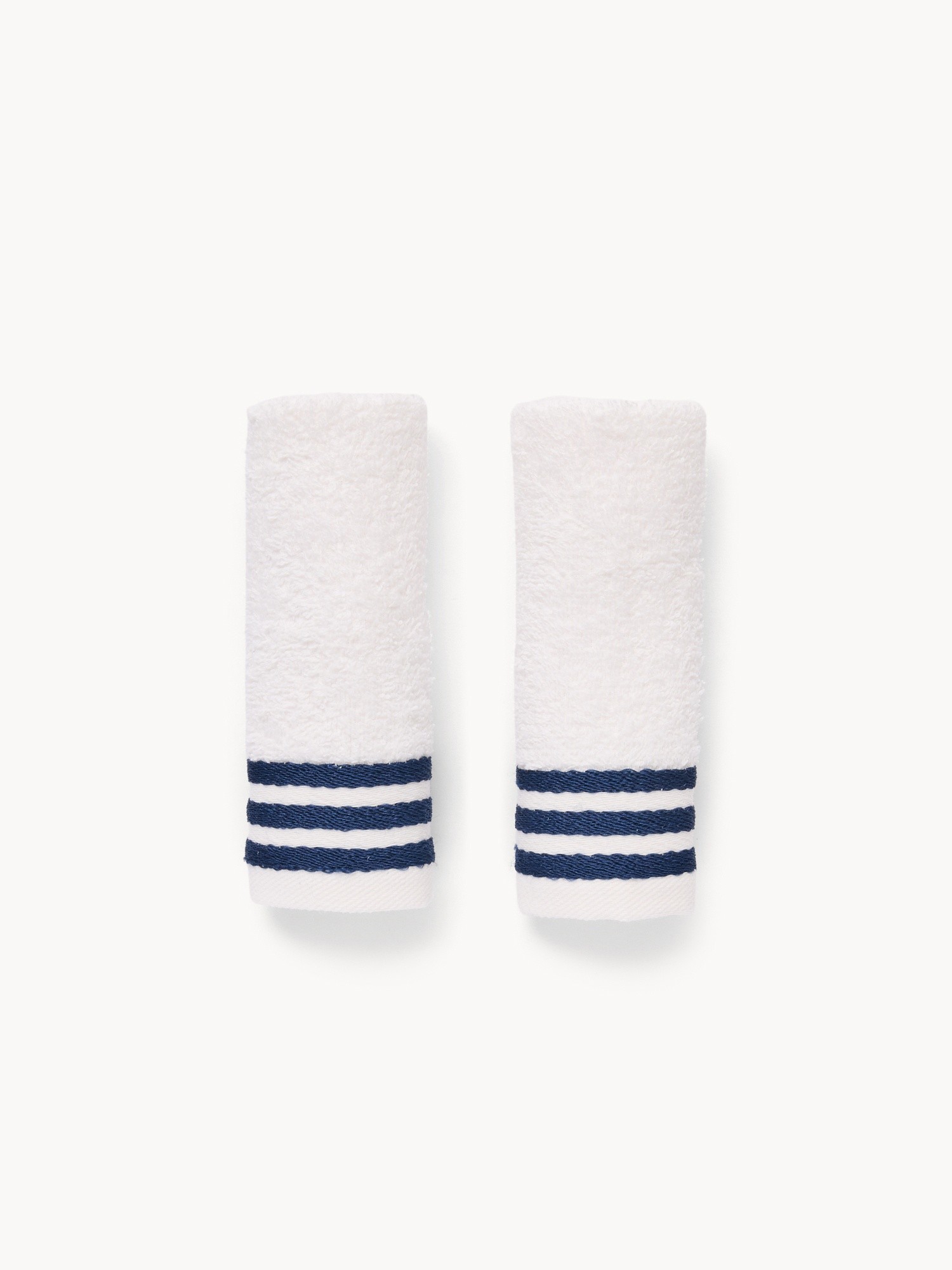 Set 2 lavette in spugna di cotone ricamo faro, Bianco, large image number 1