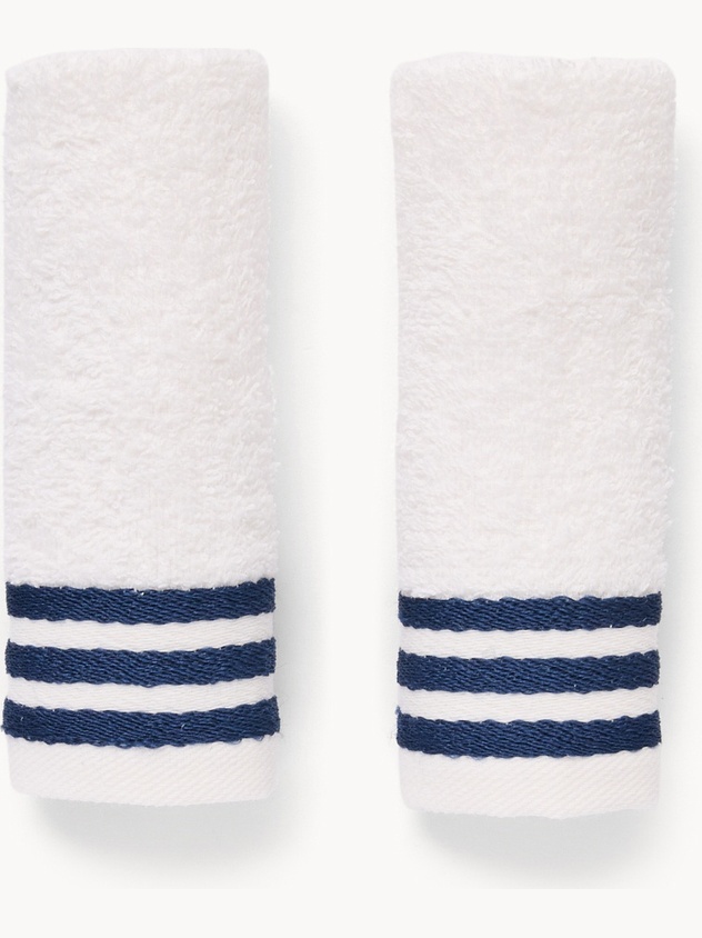 Set 2 lavette in spugna di cotone ricamo faro