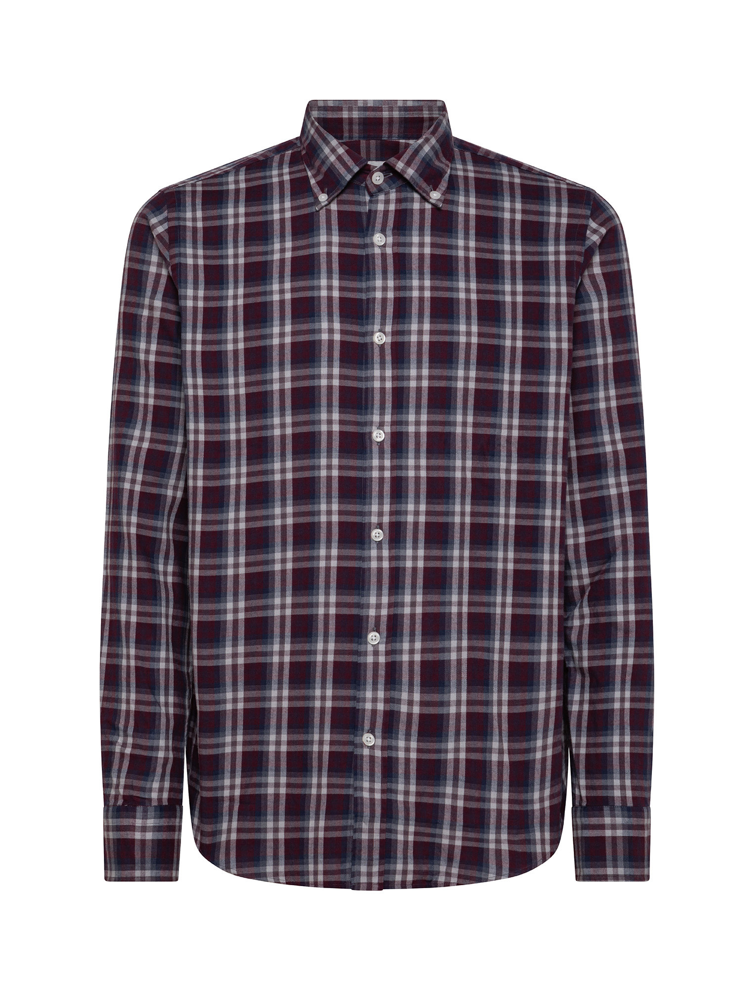 Tailor fit shirt in soft organic cotton flannel, Red, large image number 0