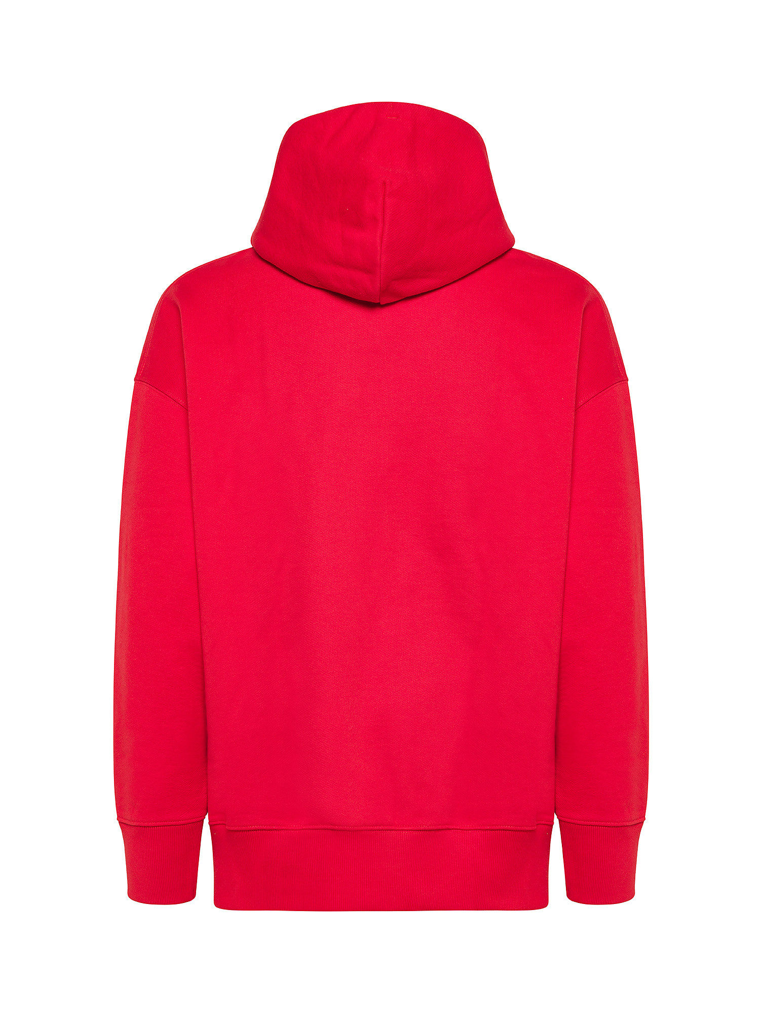 Tommy Jeans - Cotton hooded sweatshirt with micrologo on the front, Red, large image number 1