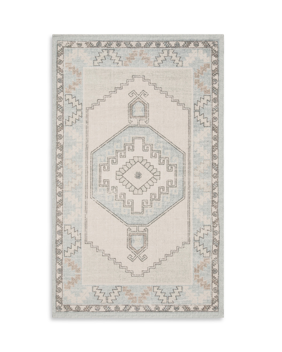 Printed carpet with geometric design, Beige, large image number 0