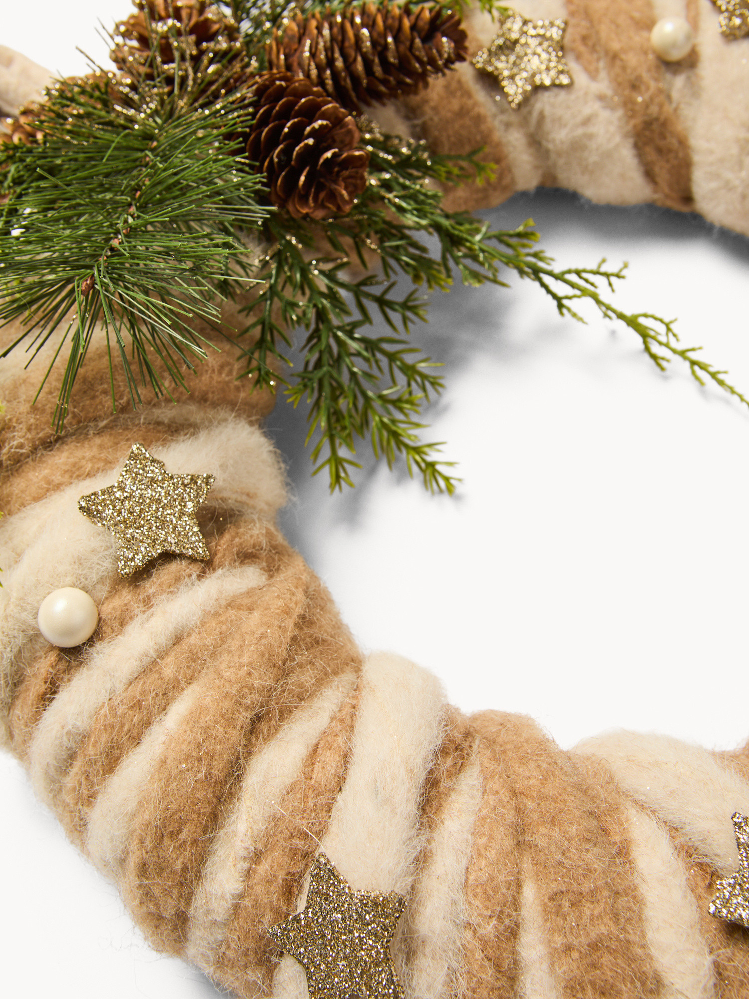 Felt Wreath, White, large image number 1