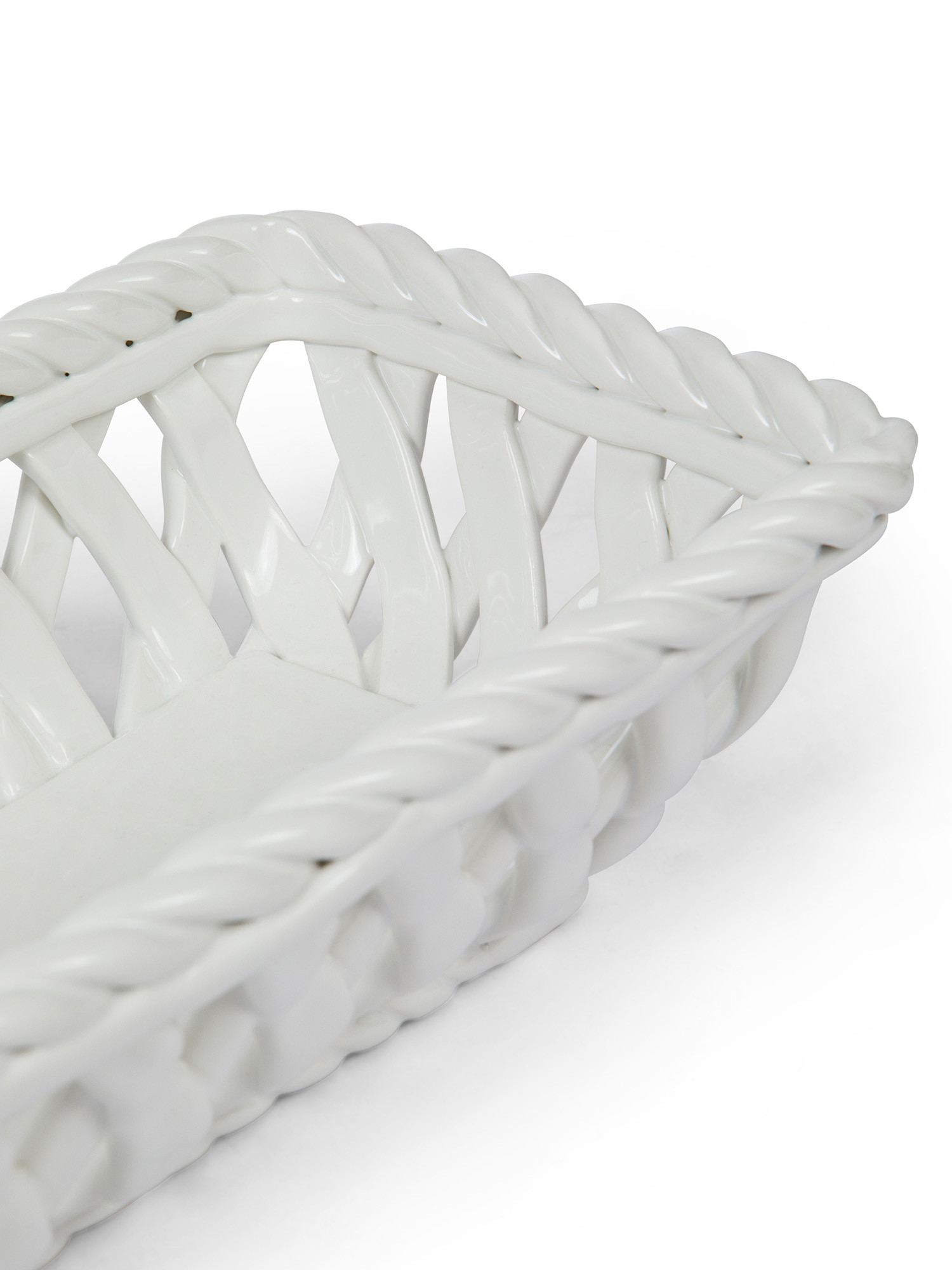 Rectangular solid color ceramic basket, White, large image number 1