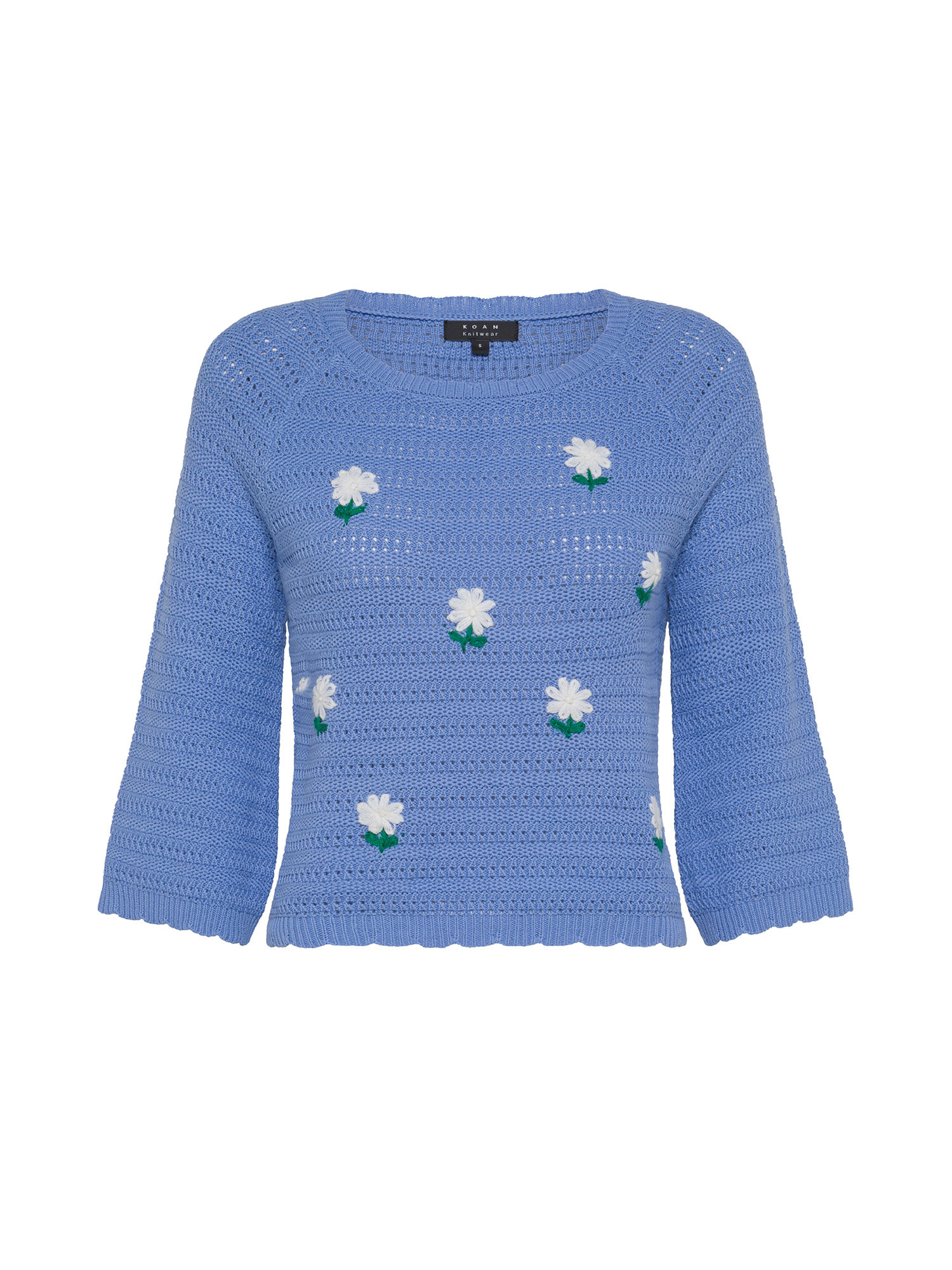 Koan - Fancy stitch pullover in cotton with embroidery, Light Blue, large image number 0