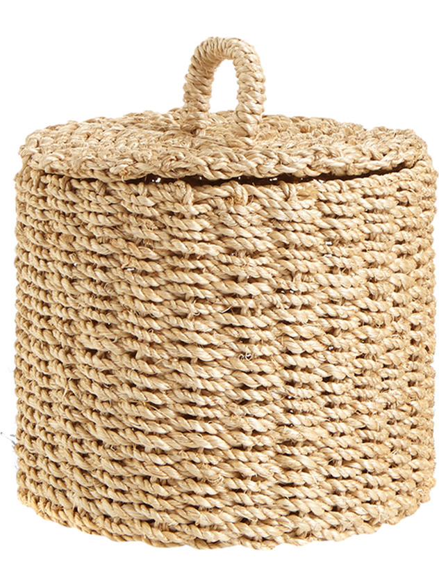Abaca basket with lid