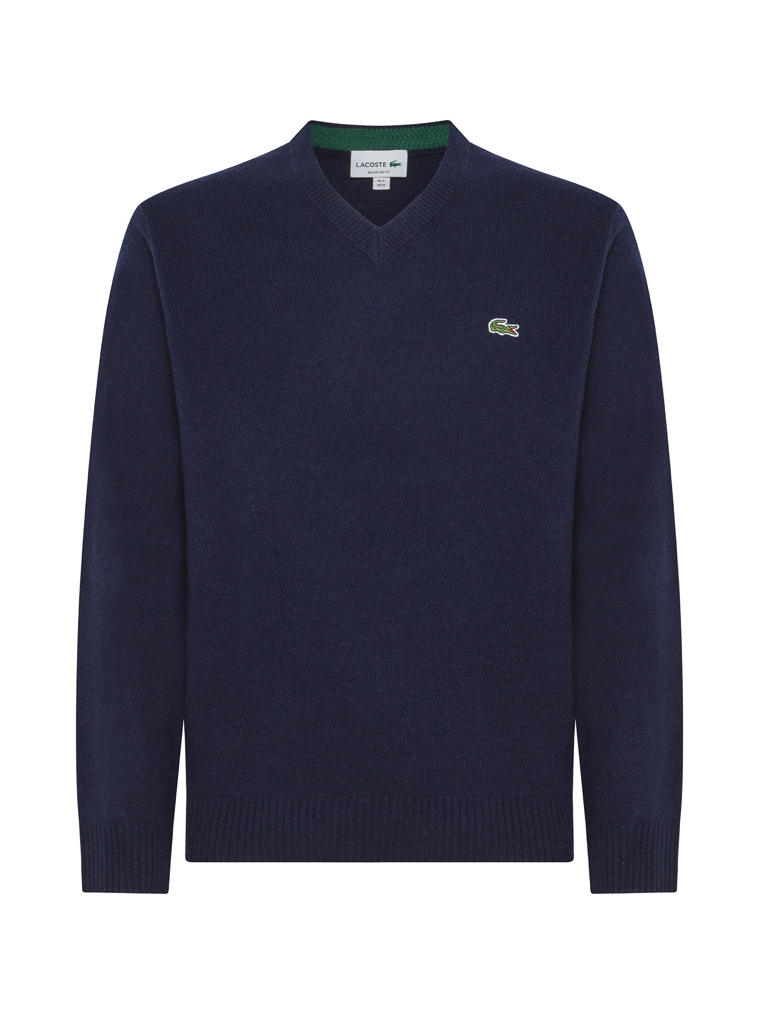 Lacoste - Pullover in lana con scollo a V, Blu, large image number 0