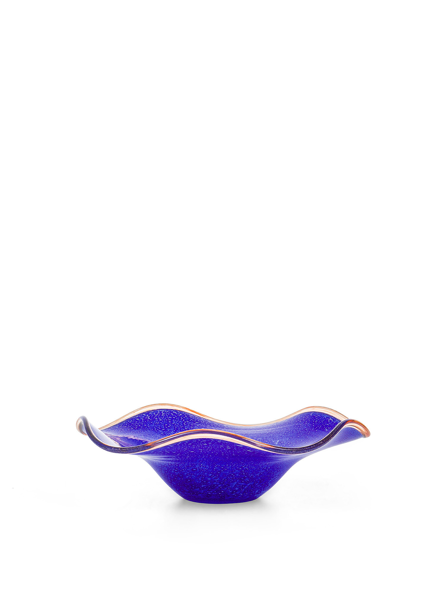 Piatto decorativo in vetro colorato in pasta con bordo a contrasto, Blu, large image number 0