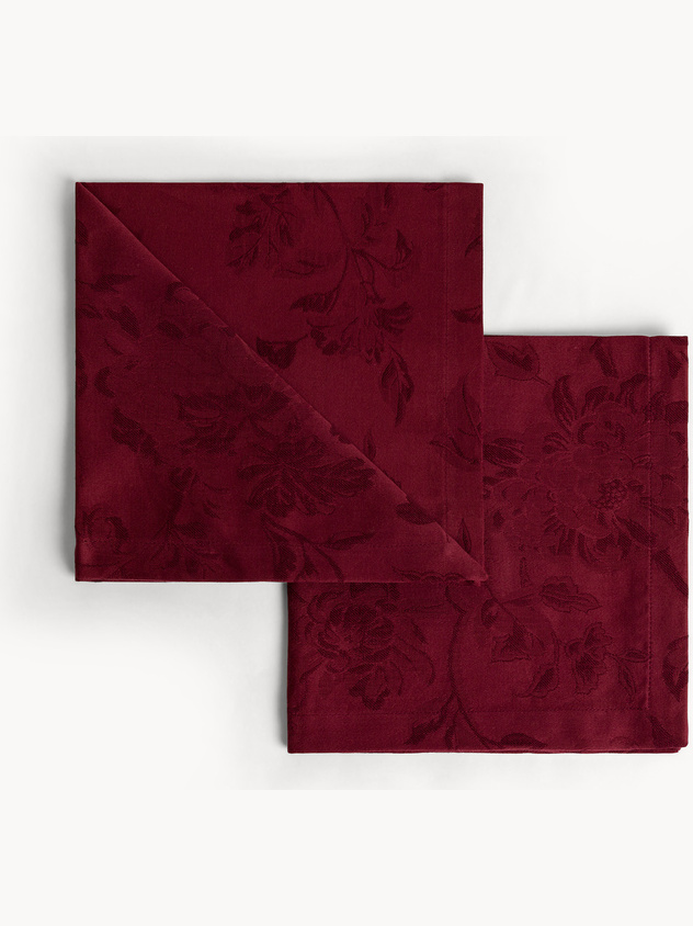 Floral jacquard cotton and linen tablecloth