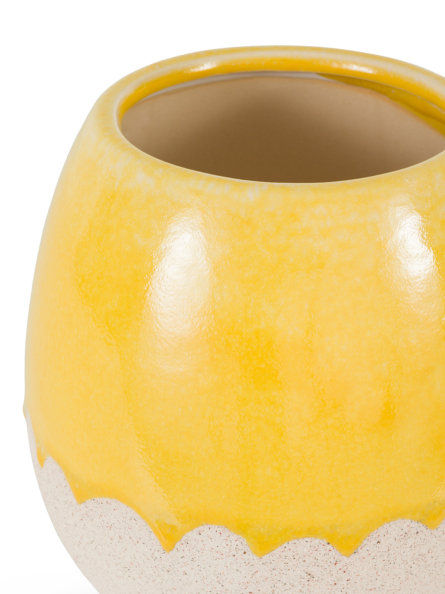 Egg-shaped porcelain vase, Yellow, large image number 1