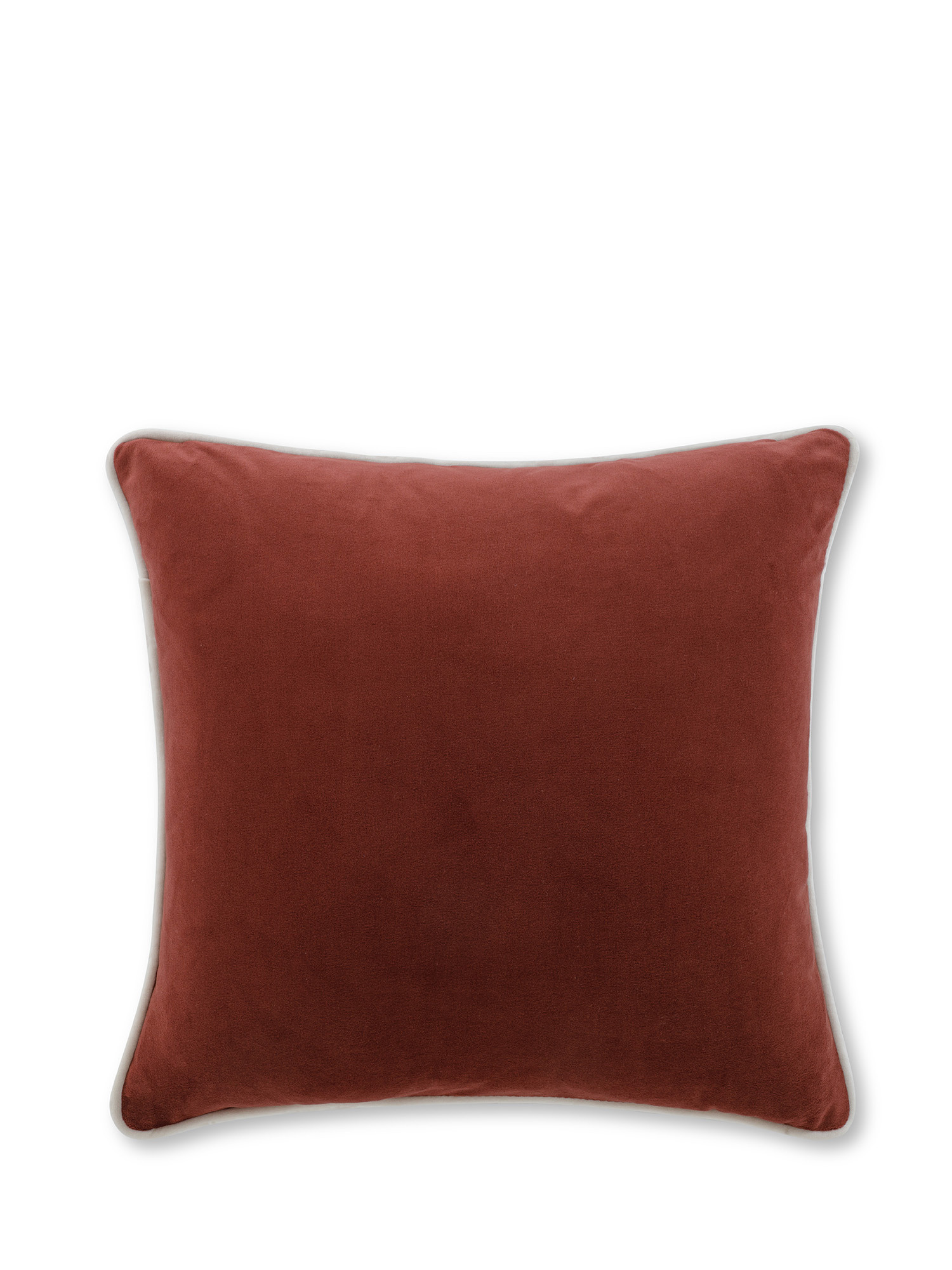 Velvet cushion with piping applied on the edge 45x45 cm, Brown, large image number 0