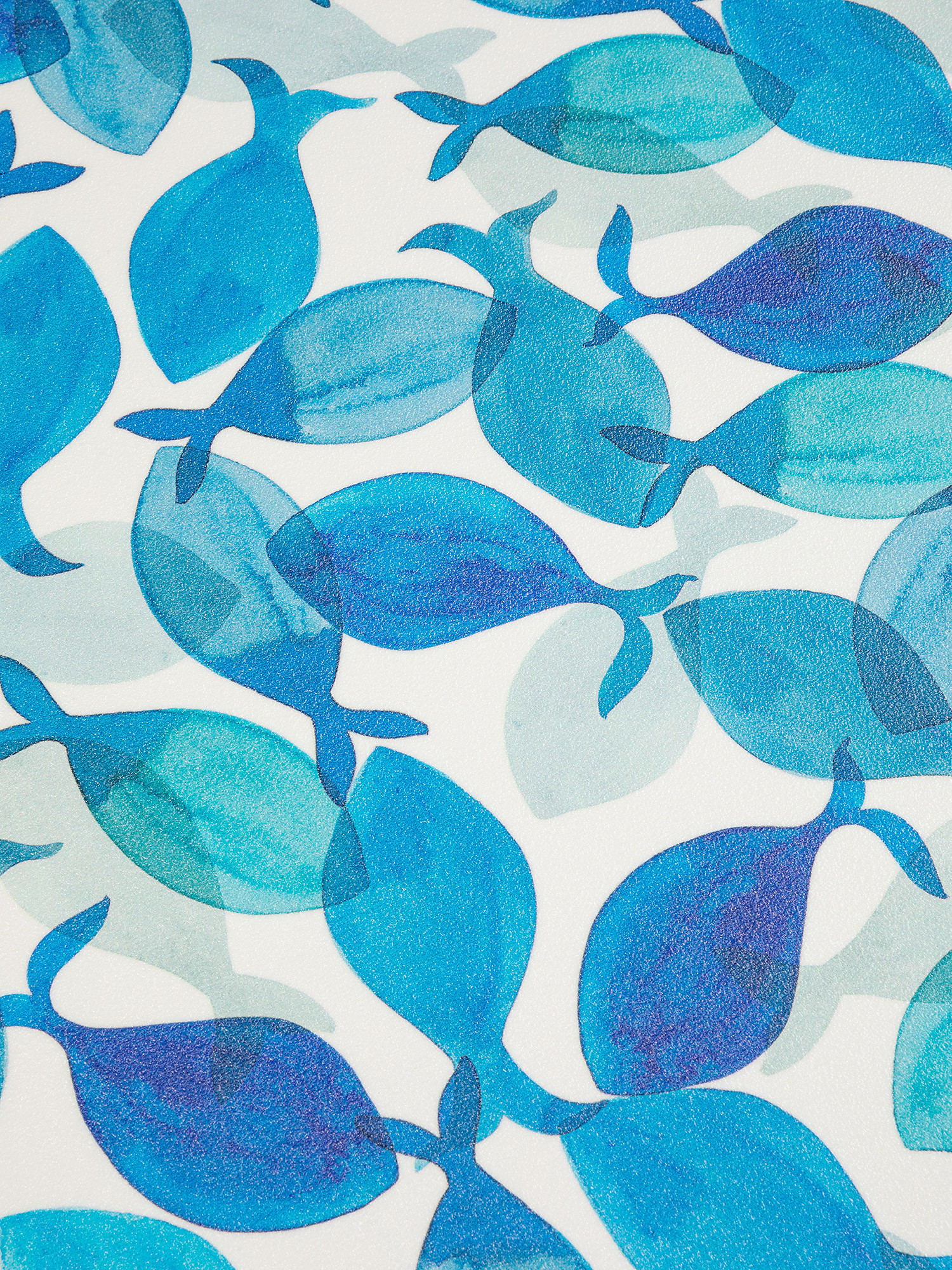 Fish print PVC kitchen rug, Blue, large image number 1