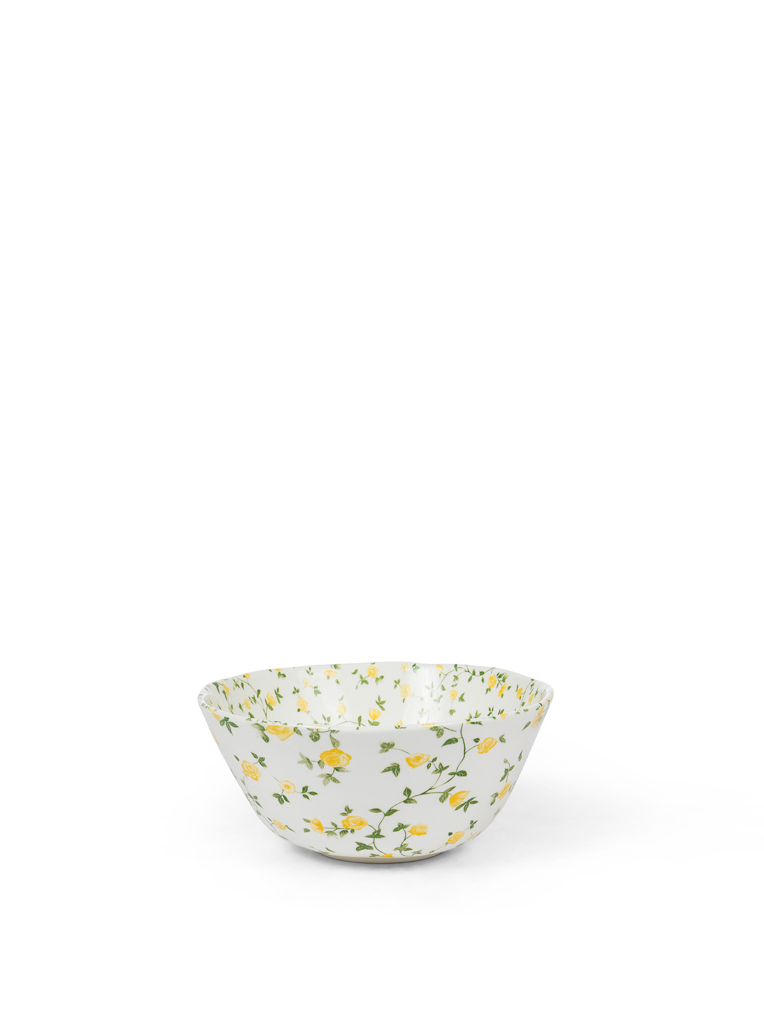 Porcelain salad bowl with flower motif, White, large image number 0