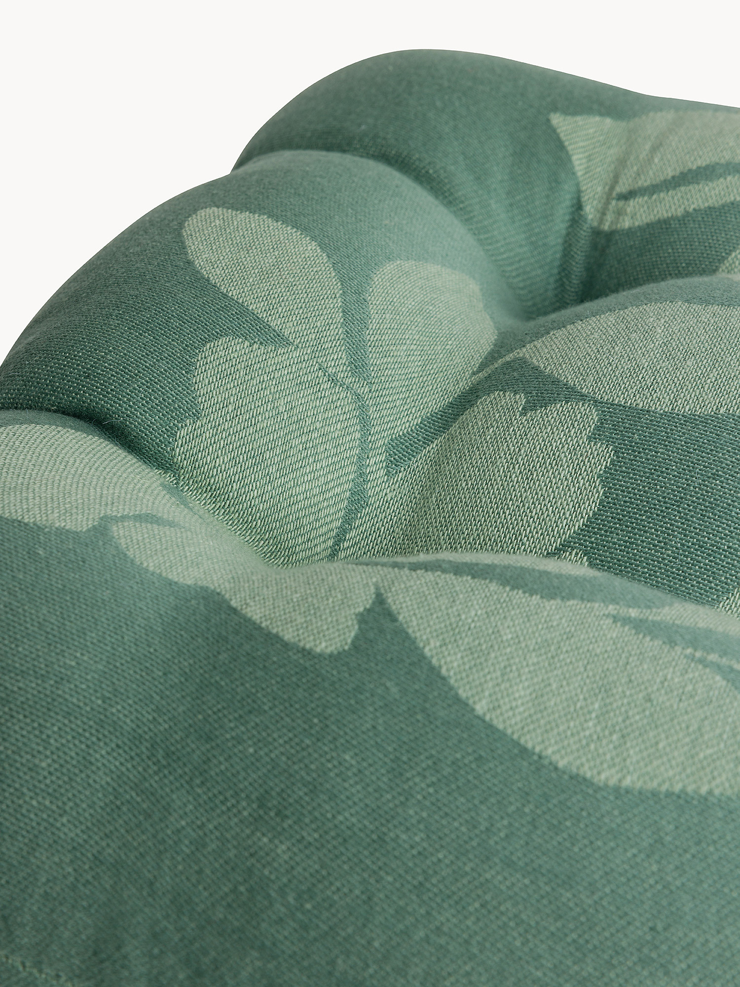 Cuscino da sedia jacquard di cotone stampa floreale, Verde, large image number 1