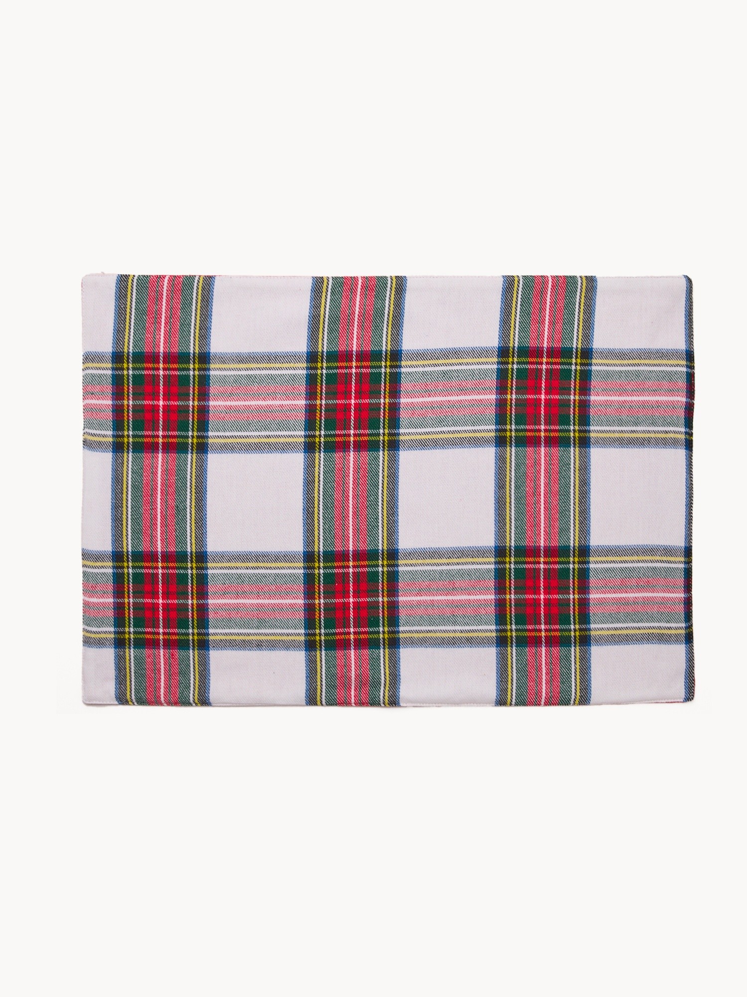 Pure yarn-dyed cotton placemat with a tartan pattern, Brick Red, large image number 0