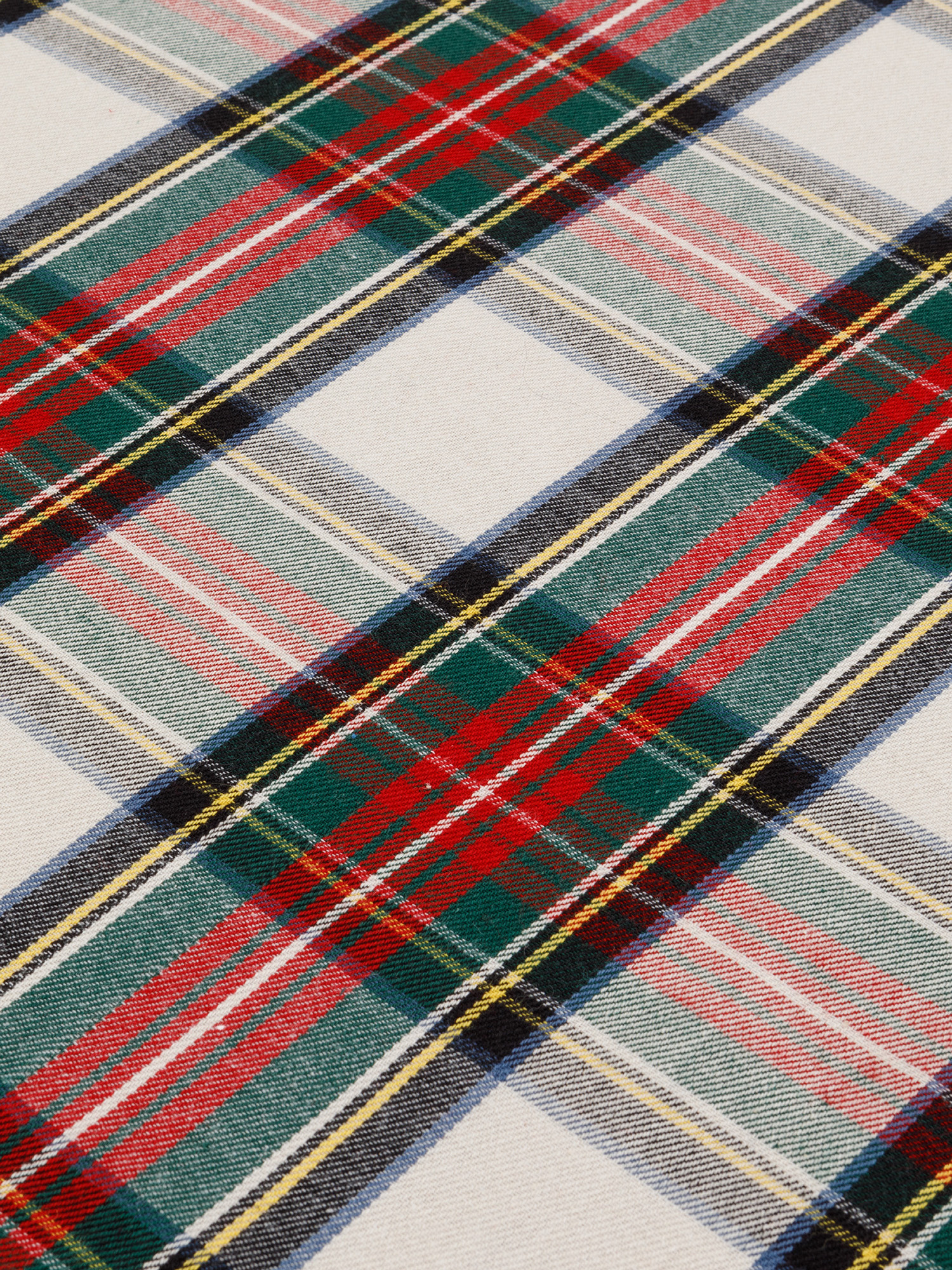 Round cotton twill tartan tablecloth, White, large image number 1