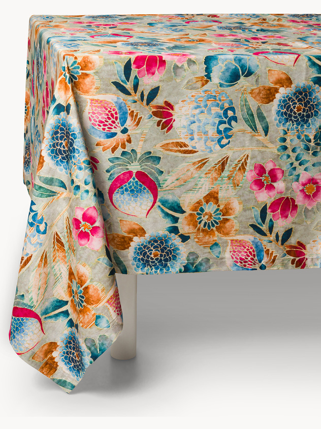 Pure cotton twill tablecloth with floral print