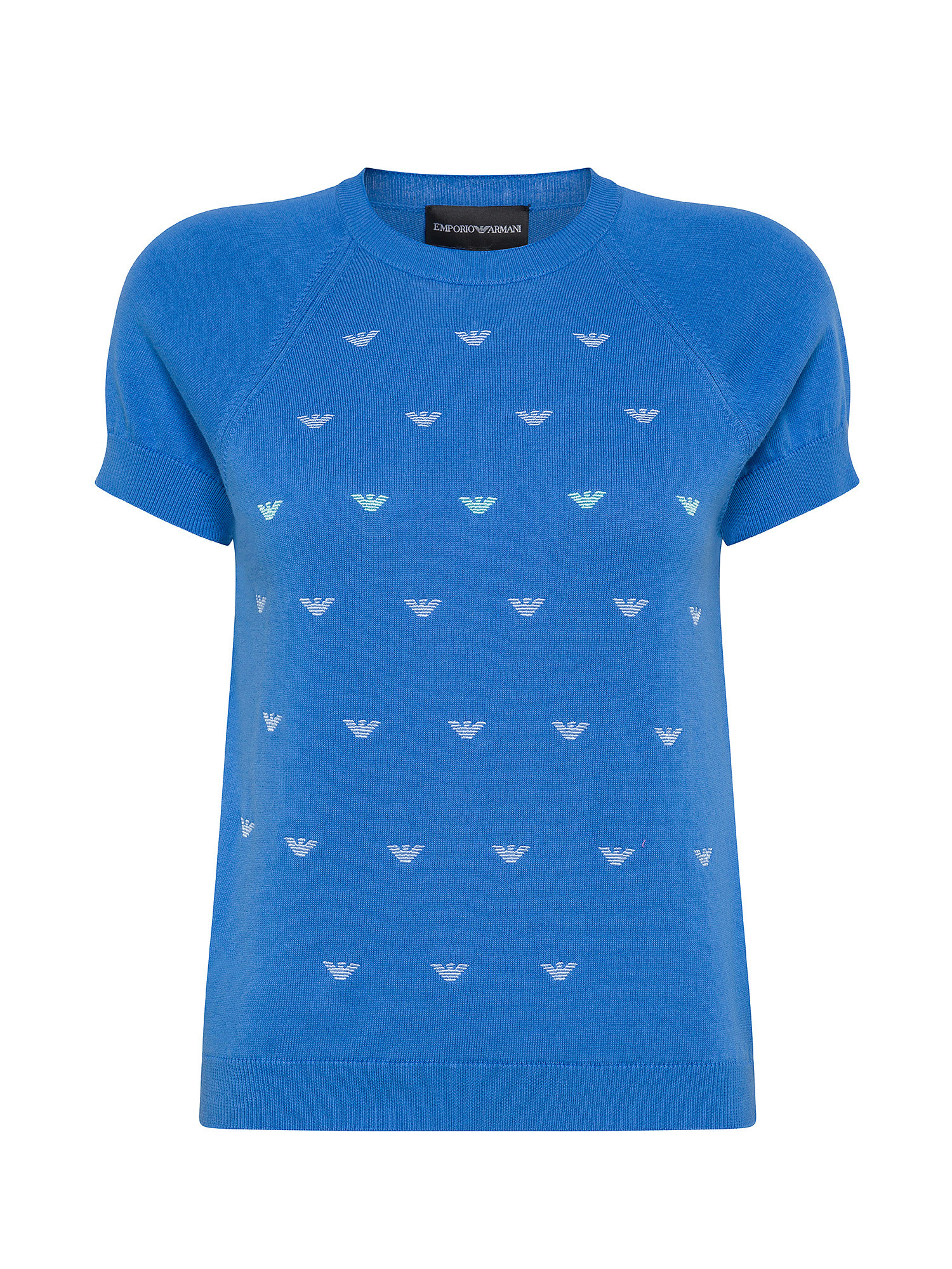 Emporio Armani - Cotton sweater with eagle logo, Blue Dark, large image number 0