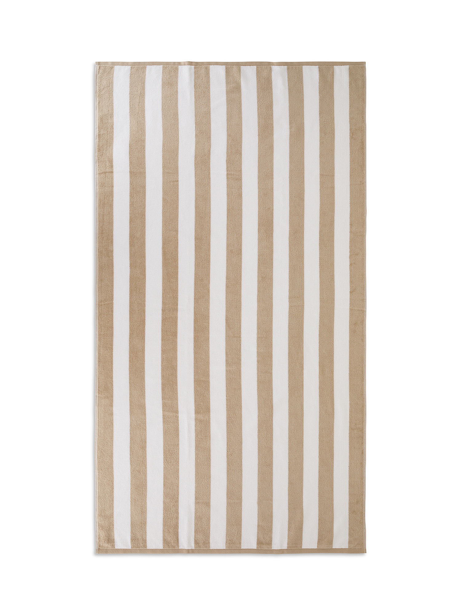 Cotton velor beach towel with striped pattern, Beige, large image number 0