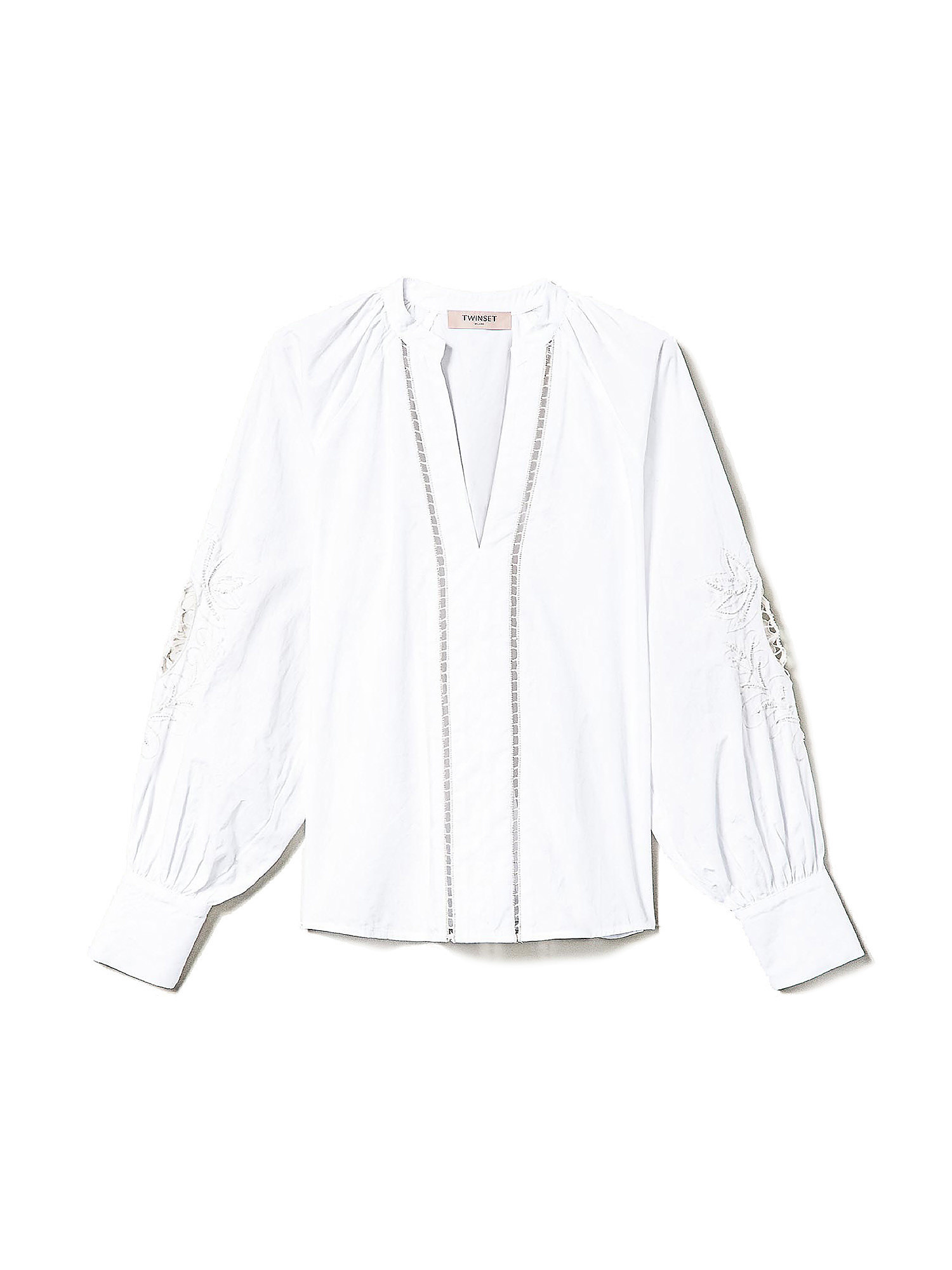 Blouse with hand embroidery, White, large image number 0