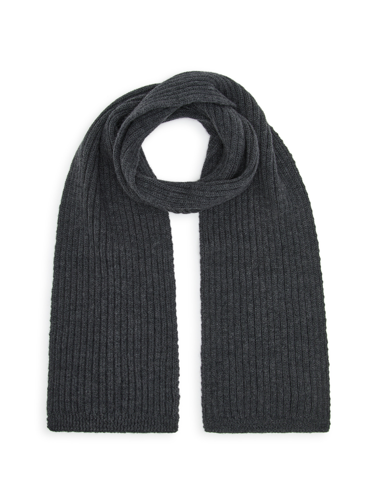 Luca D'Altieri - Ribbed scarf in pure wool, Grey, large image number 0