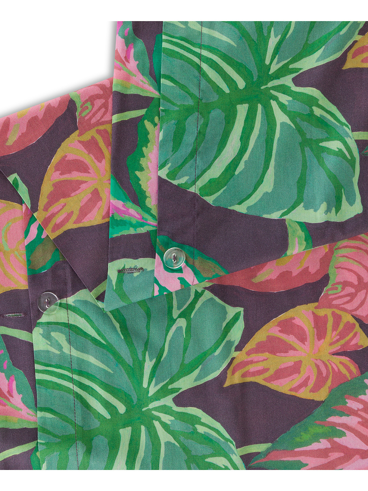 Parure copripiumino in cotone percalle stampa foglie, Multicolor, large image number 1