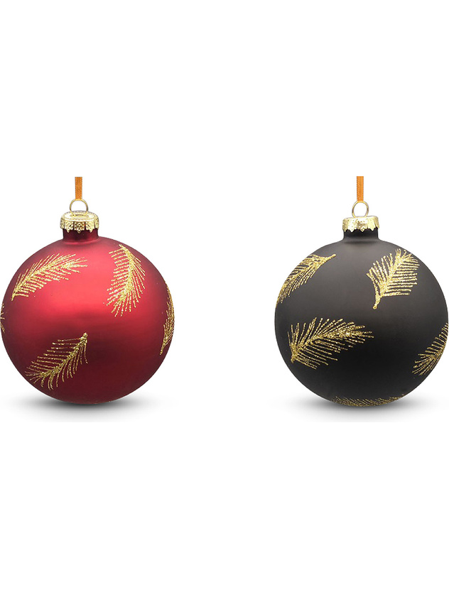 Sfera con disegno piuma in vetro decorata a mano