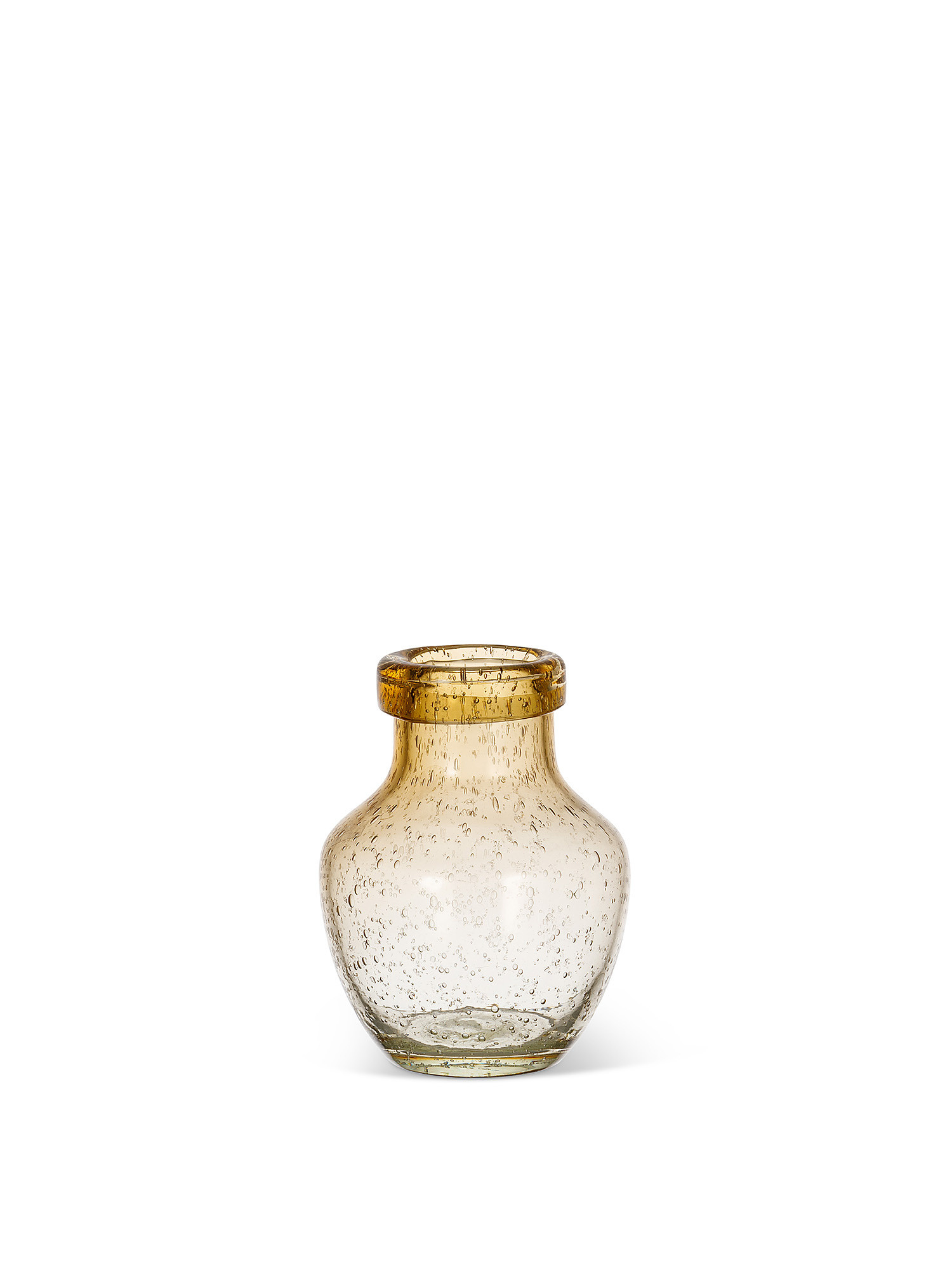 Vaso in vetro colorato in pasta con effetto bubble, Giallo, large image number 0