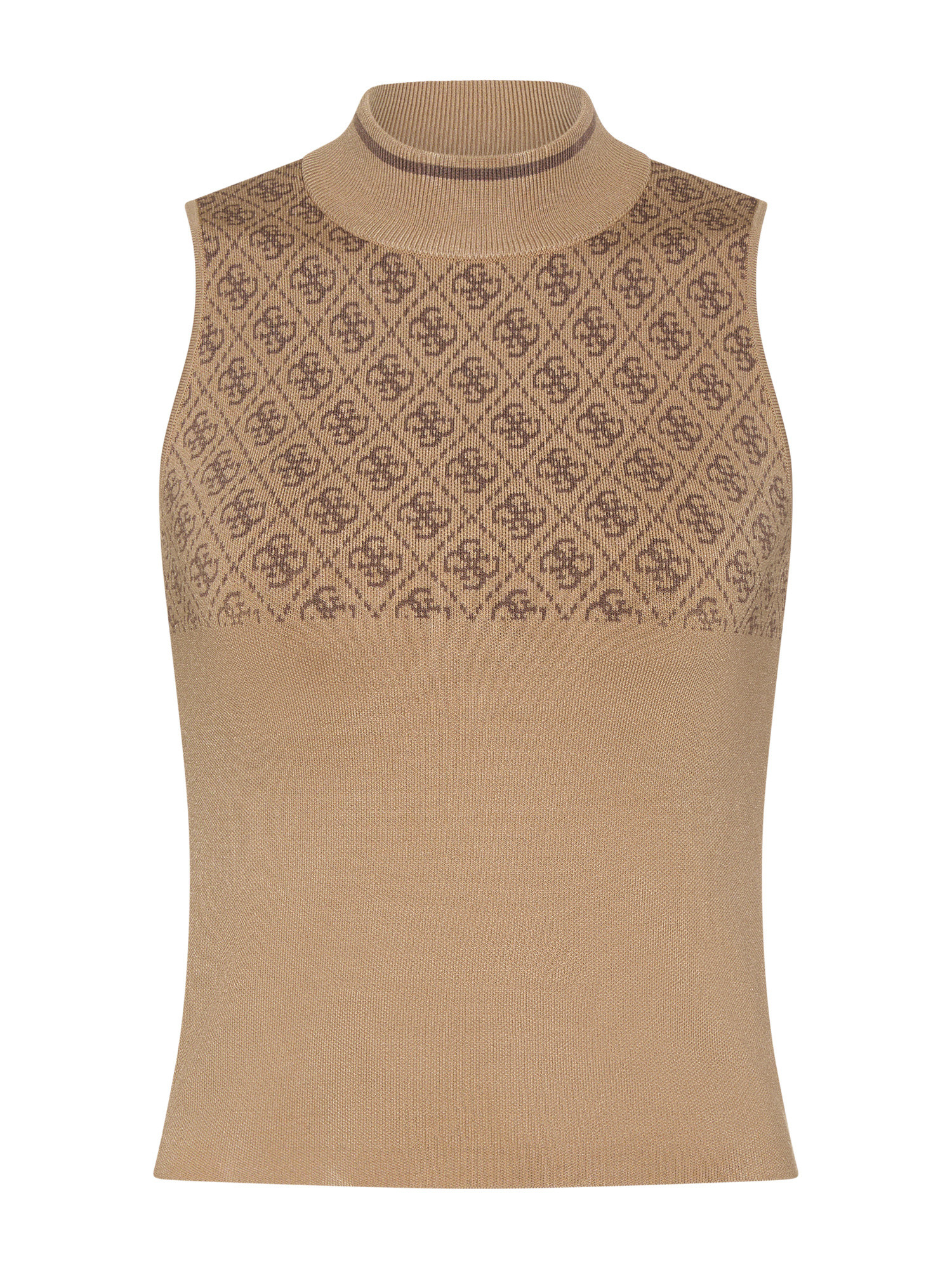 Guess - Top in maglia con logo, Beige, large image number 0