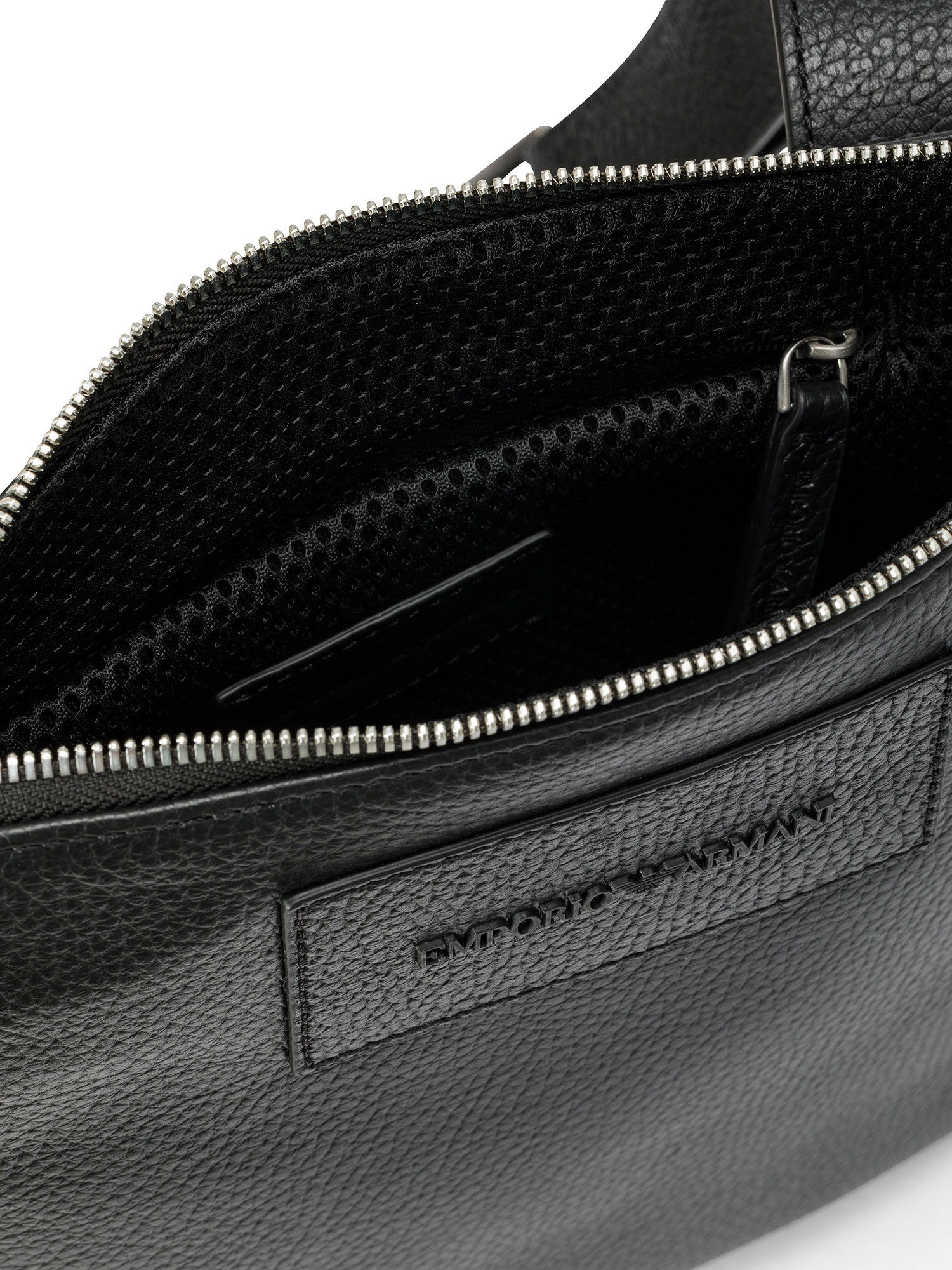 Emporio Armani - Shoulder bag in leather with logo, Black, large image number 2