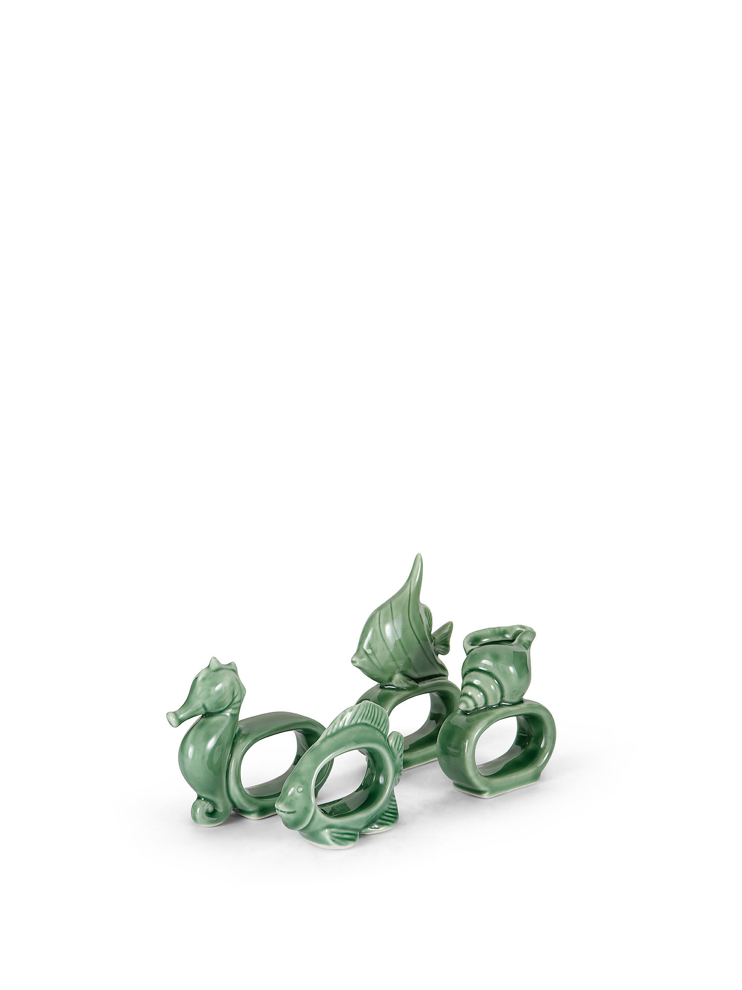 Portatovaglioli porcellana motivi marini, Verde acqua, large image number 0
