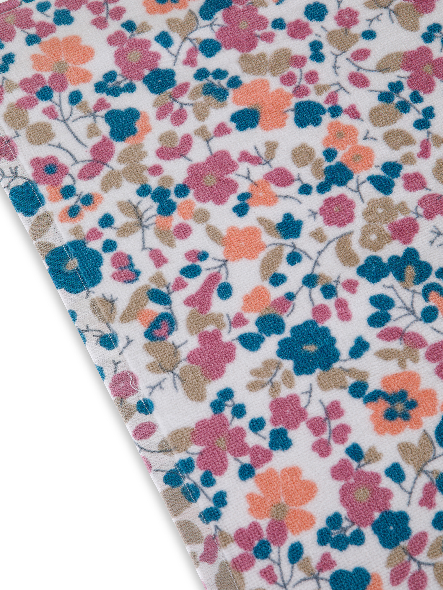Asciugamano cotone velour stampa fiorellini, Multicolor, large image number 2