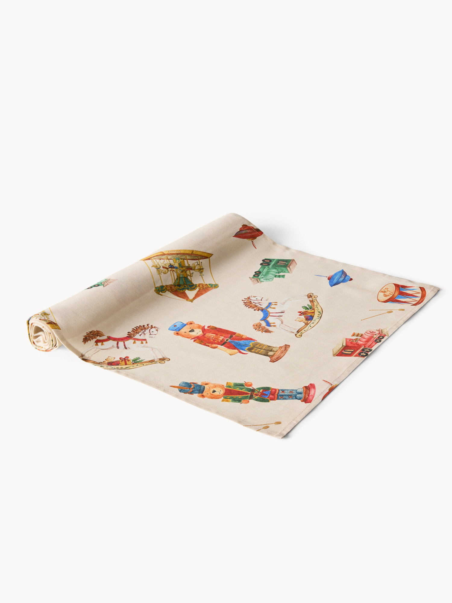 Runner in panama di puro cotone con stampa natalizia, Multicolor, large image number 0