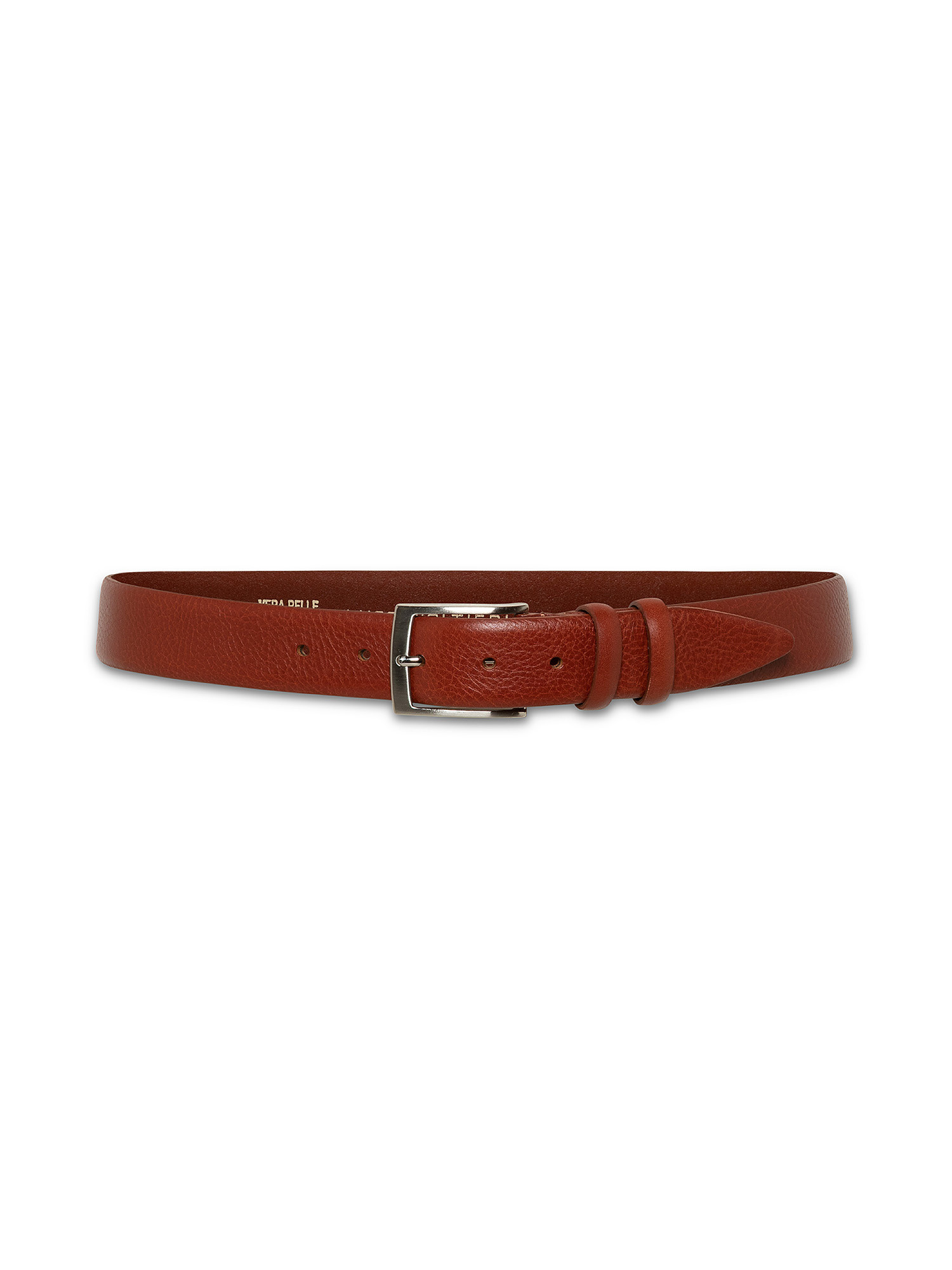 Solid color genuine leather belt, Brown, large image number 1
