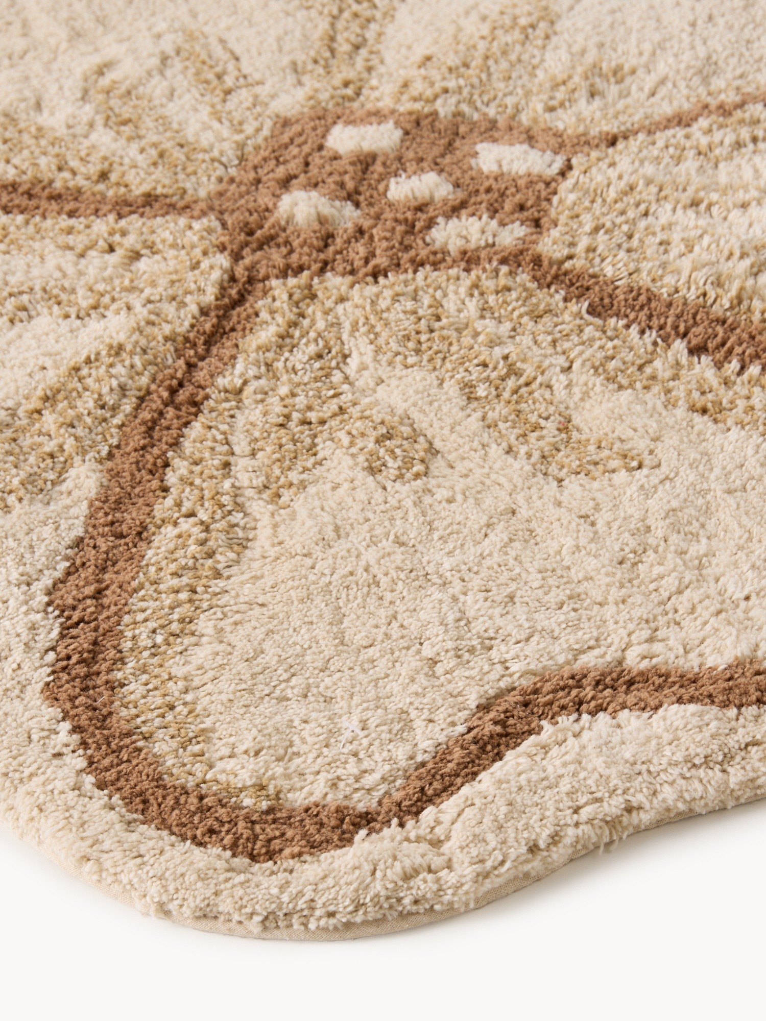 Tappeto bagno sagomato in cotone taftato, Beige, large image number 1