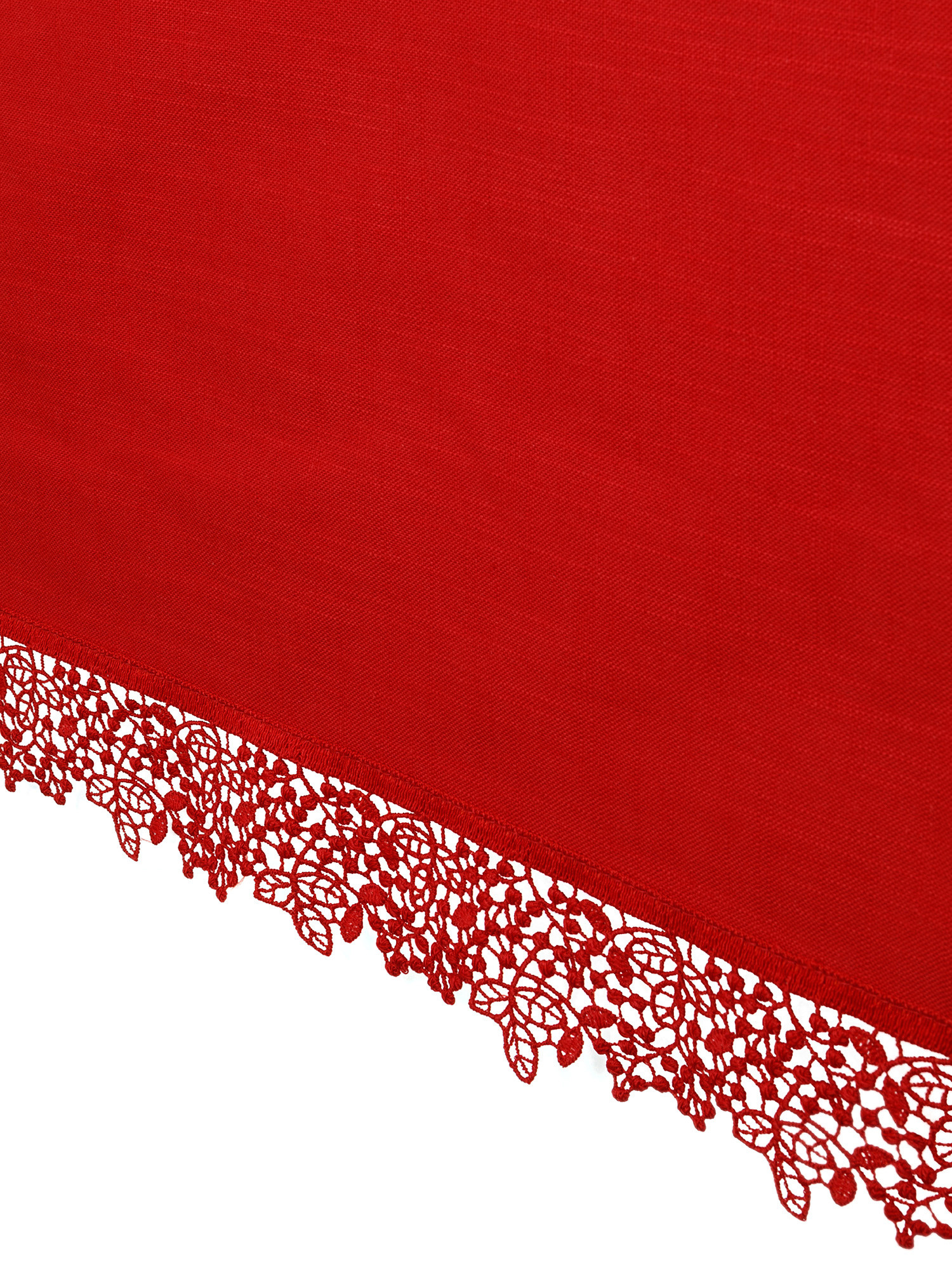 Cotton tablecloth with applied embroidery, Red, large image number 1