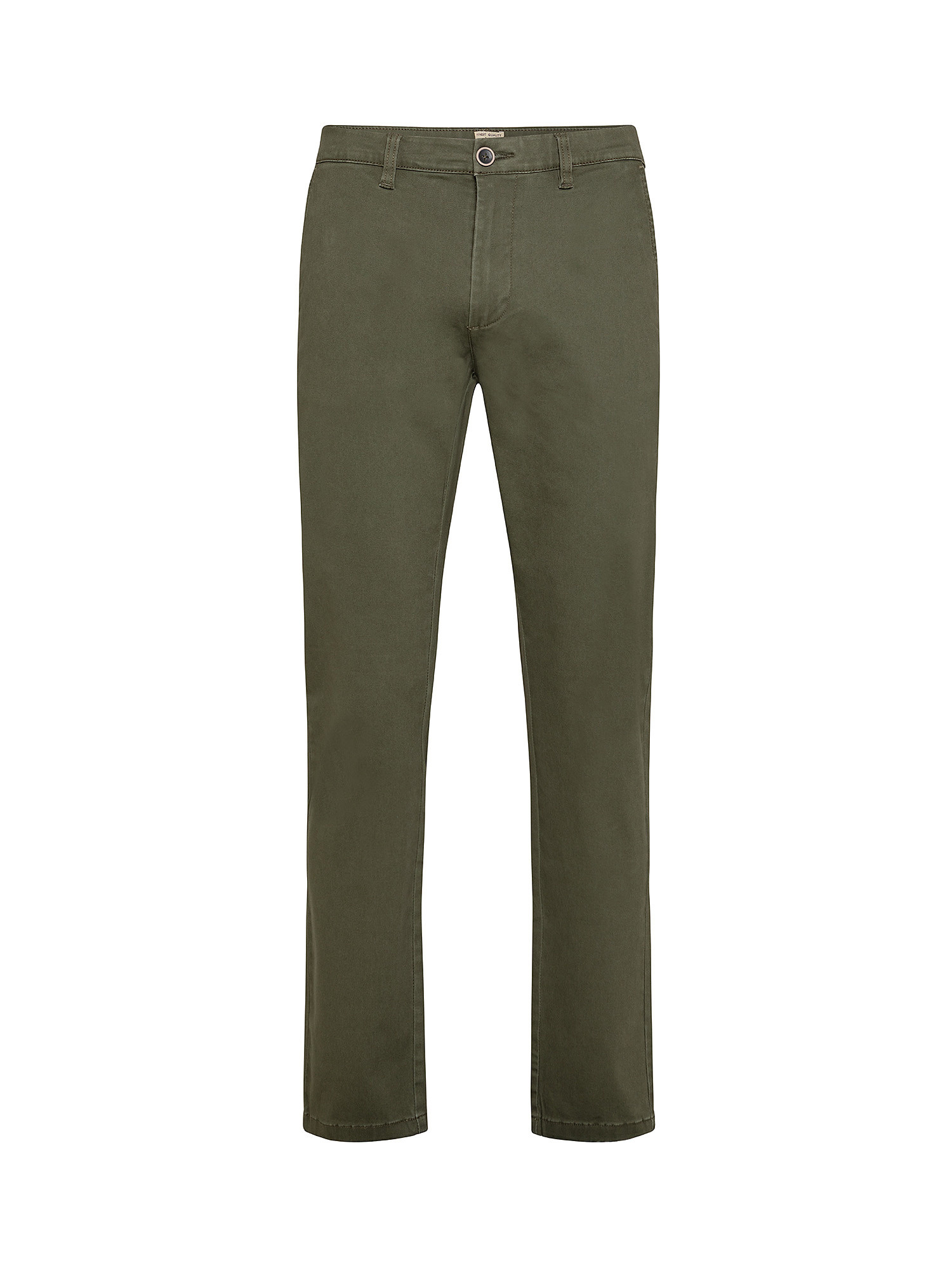 Slim comfort fit trousers in stretch cotton, Olive Green, large image number 0