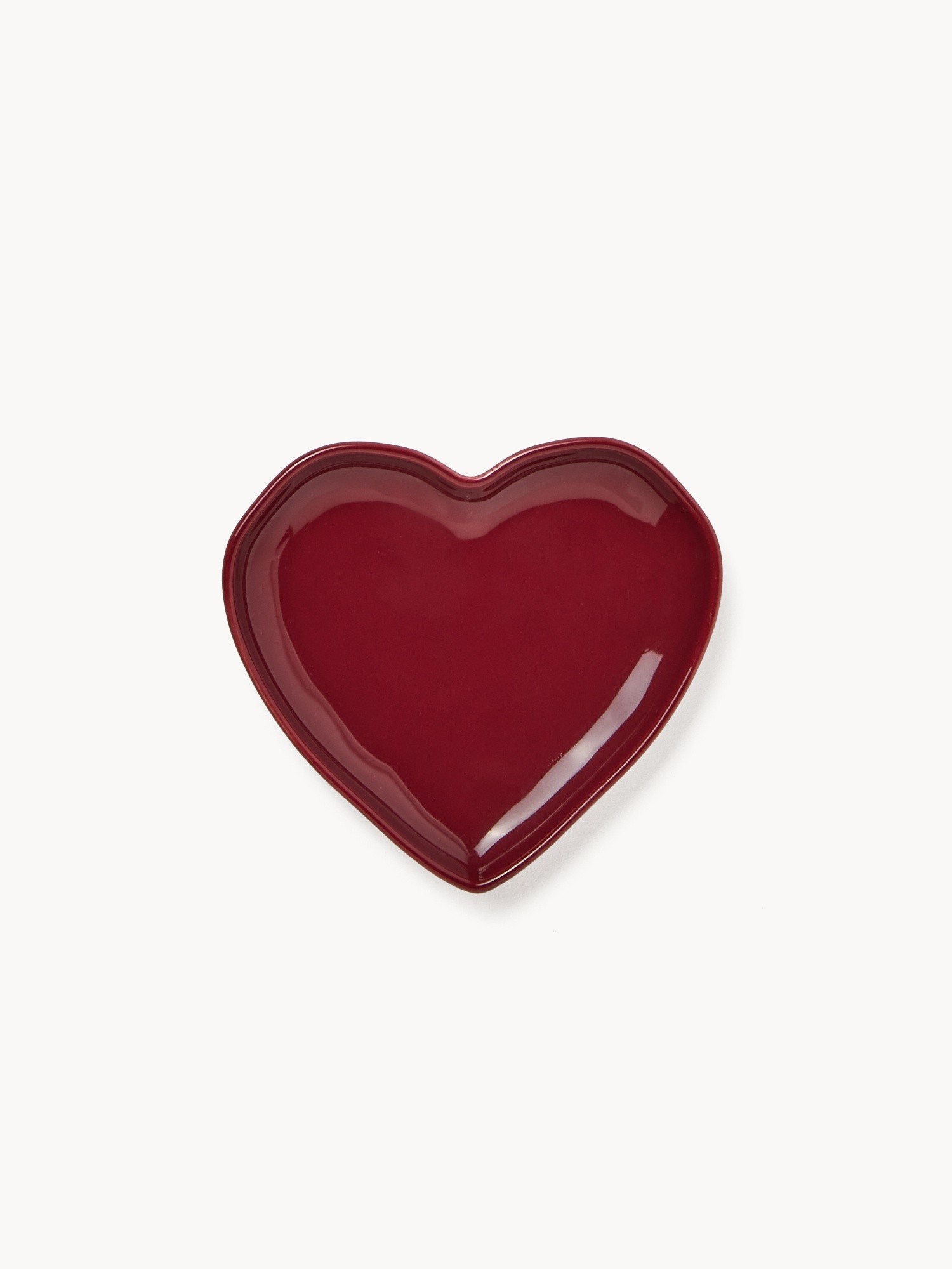 Heart-shaped ceramic small plate, Red Bordeaux, large image number 0