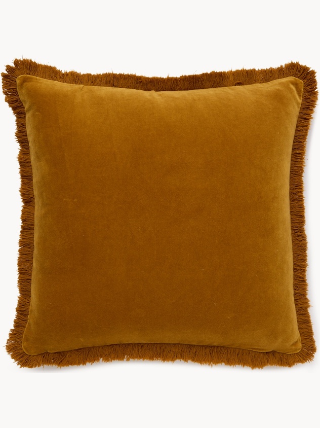Velvet pillow with fringe 45x45cm